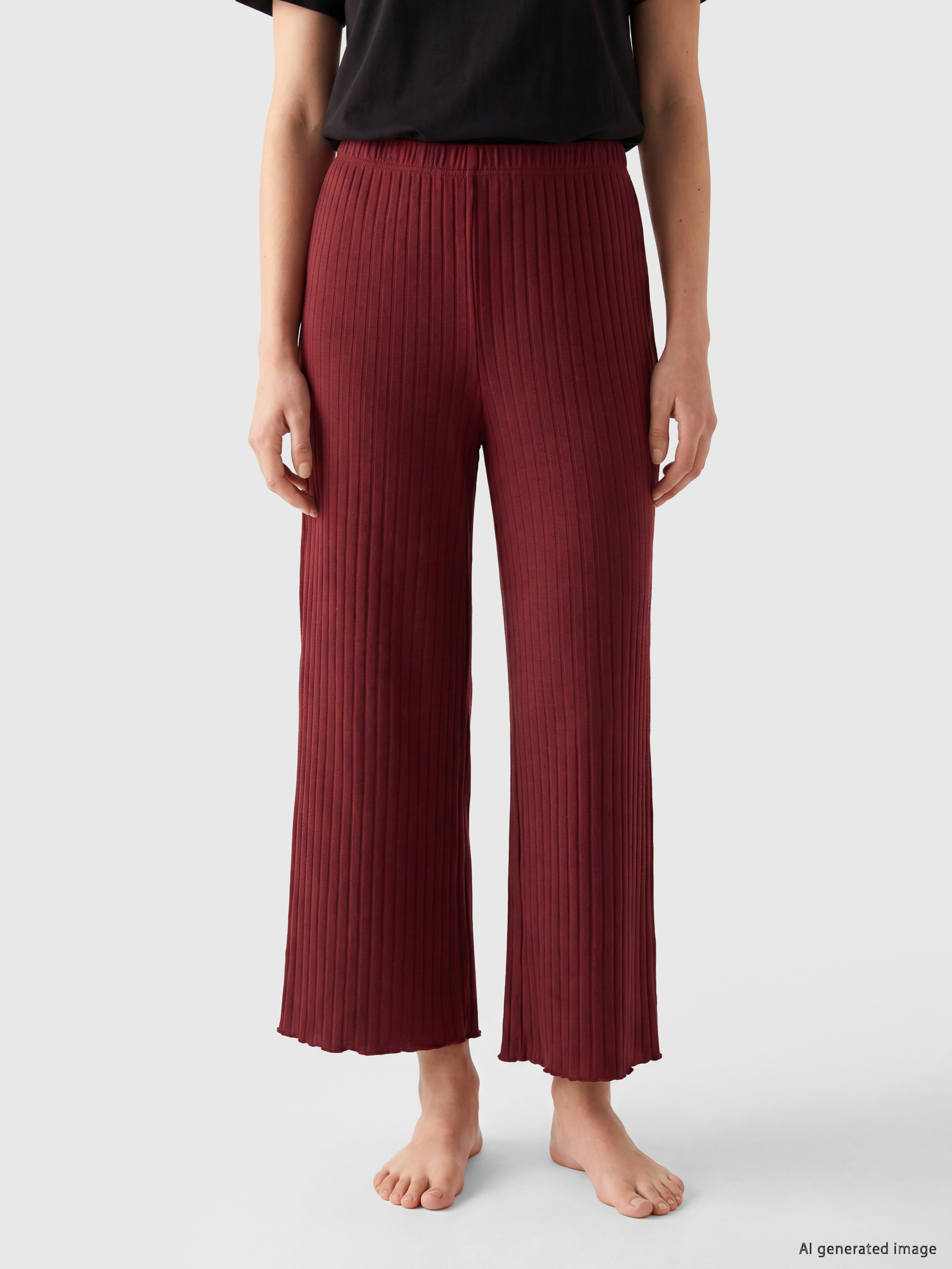 LCW DREAM Geniş Paça Kadın Fitilli Kapri Pijama Altı görsel 2