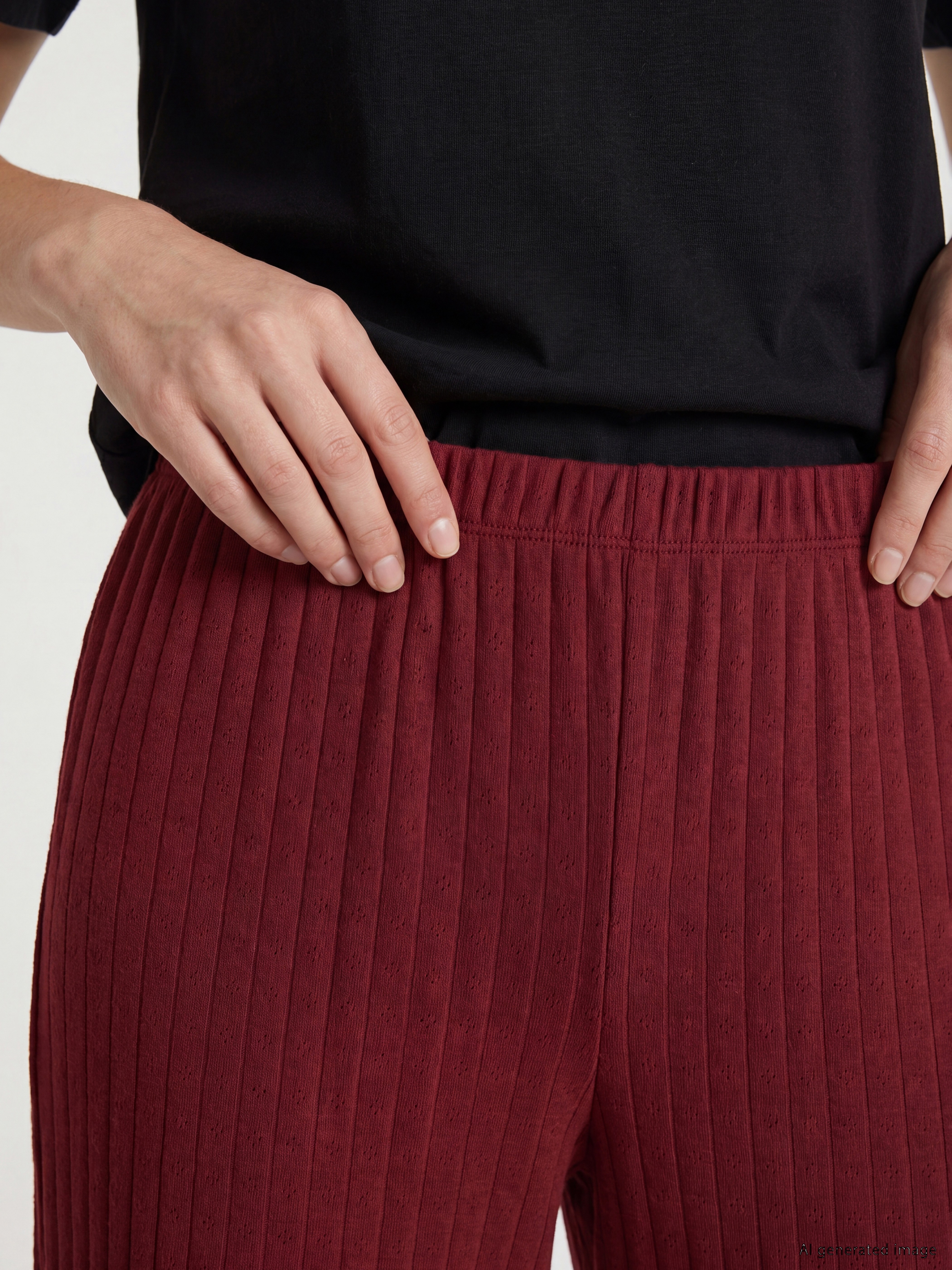 LCW DREAM Geniş Paça Kadın Fitilli Kapri Pijama Altı görsel 3