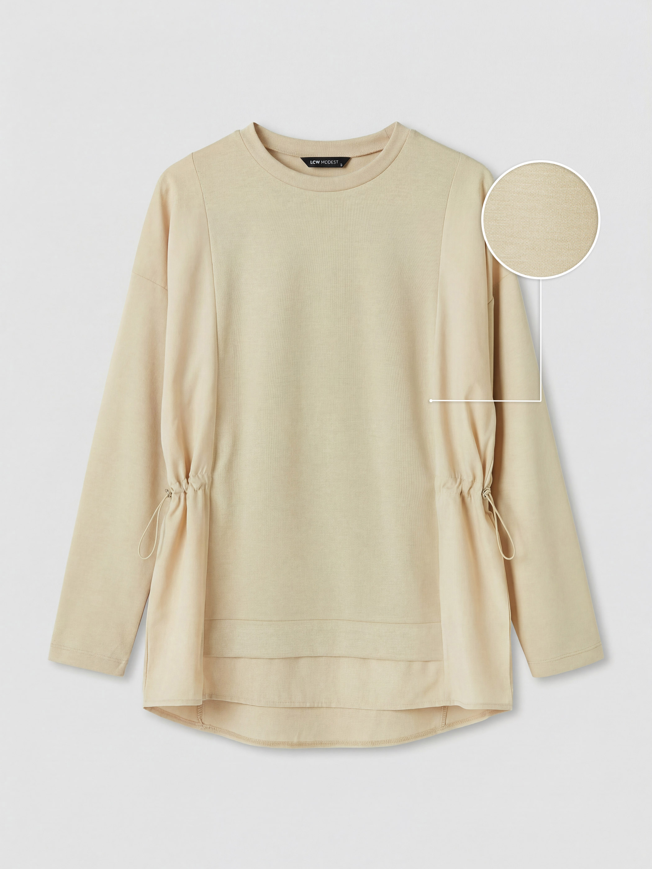 LCW Modest Büzgülü Soft Touch Kadın Sweatshirt Tunik görsel 3