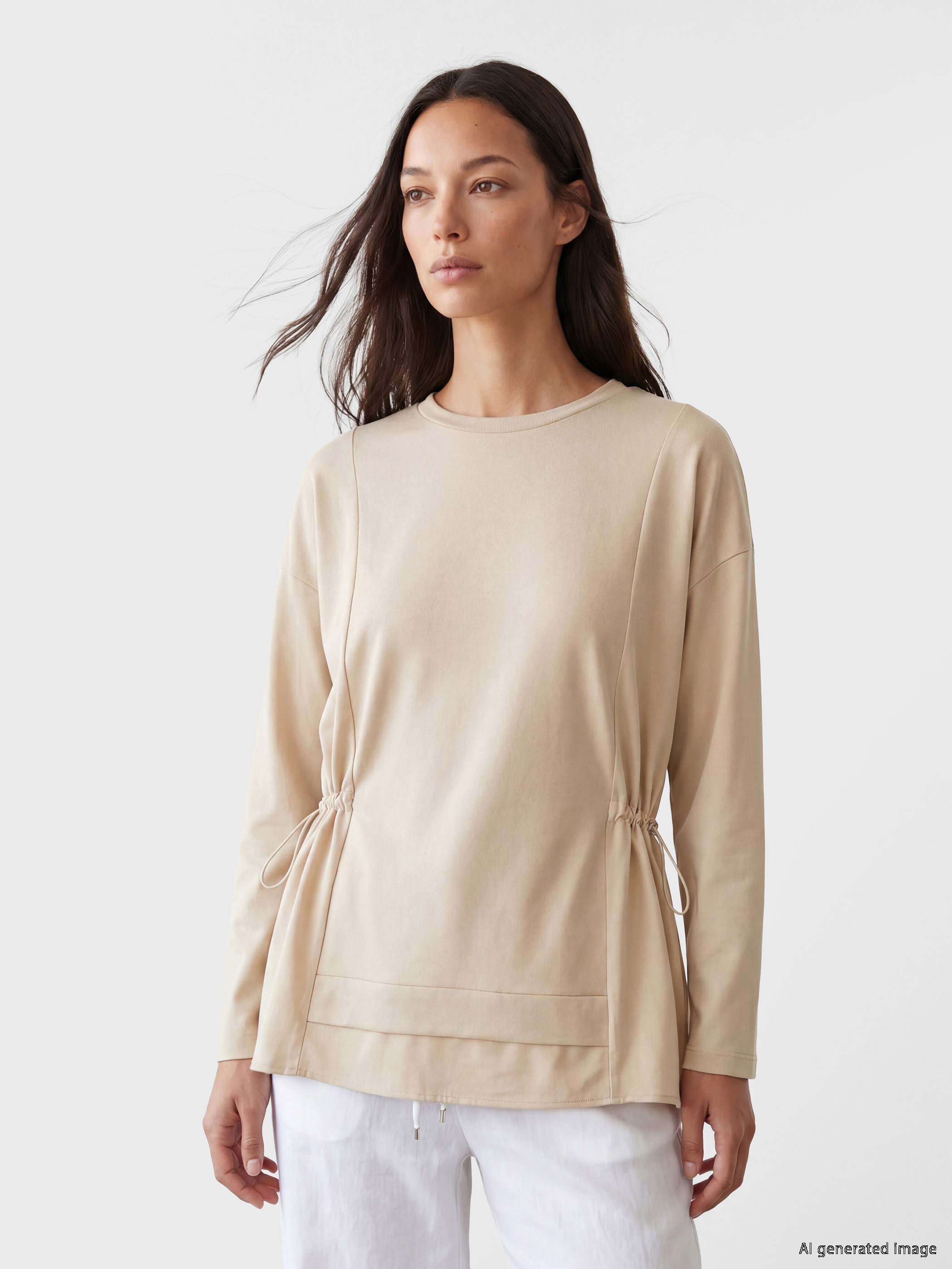 LCW Modest Büzgülü Soft Touch Kadın Sweatshirt Tunik