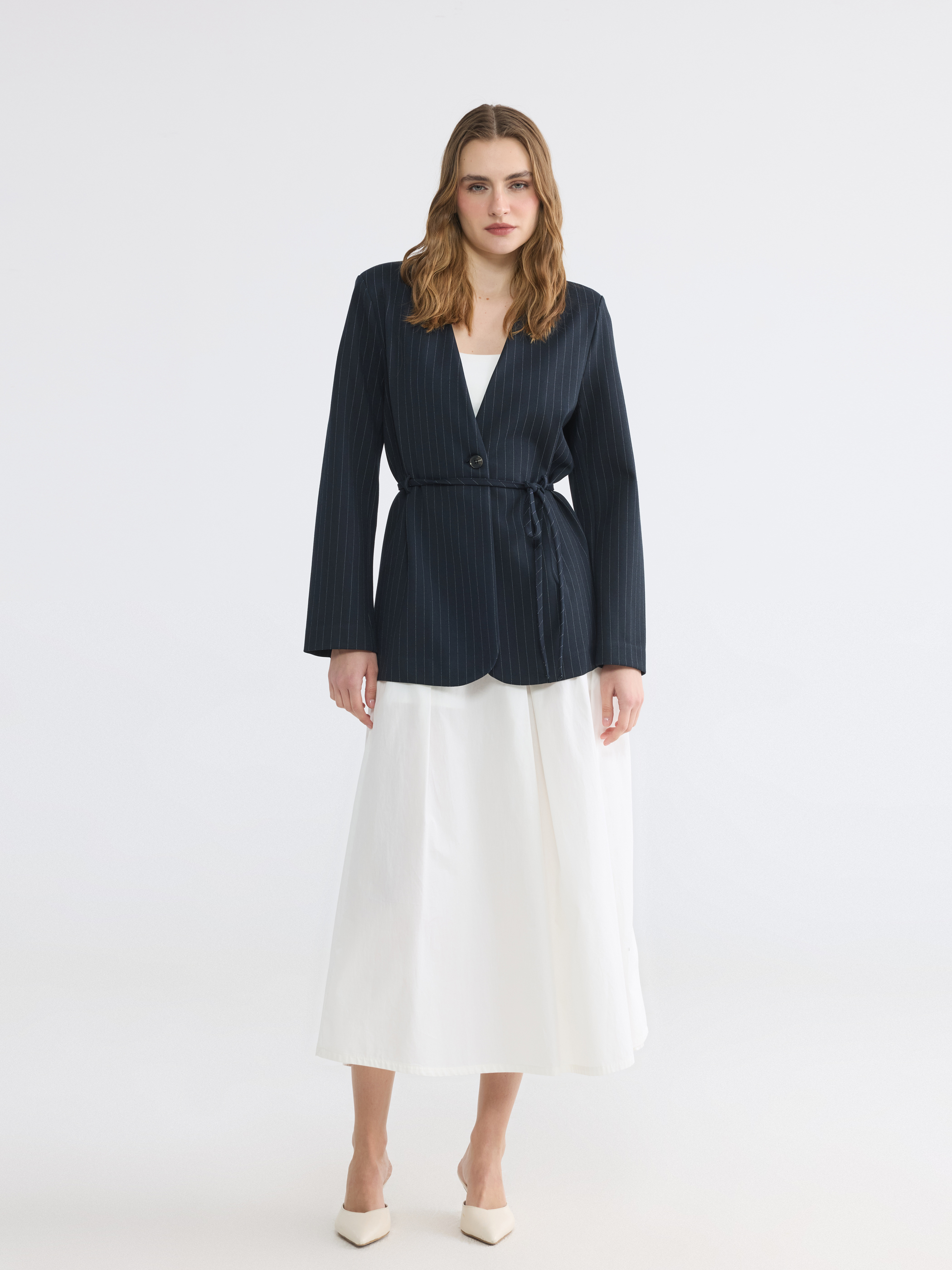 LCW EVERYDAY Çizgili Kadın Blazer Ceket görsel 2