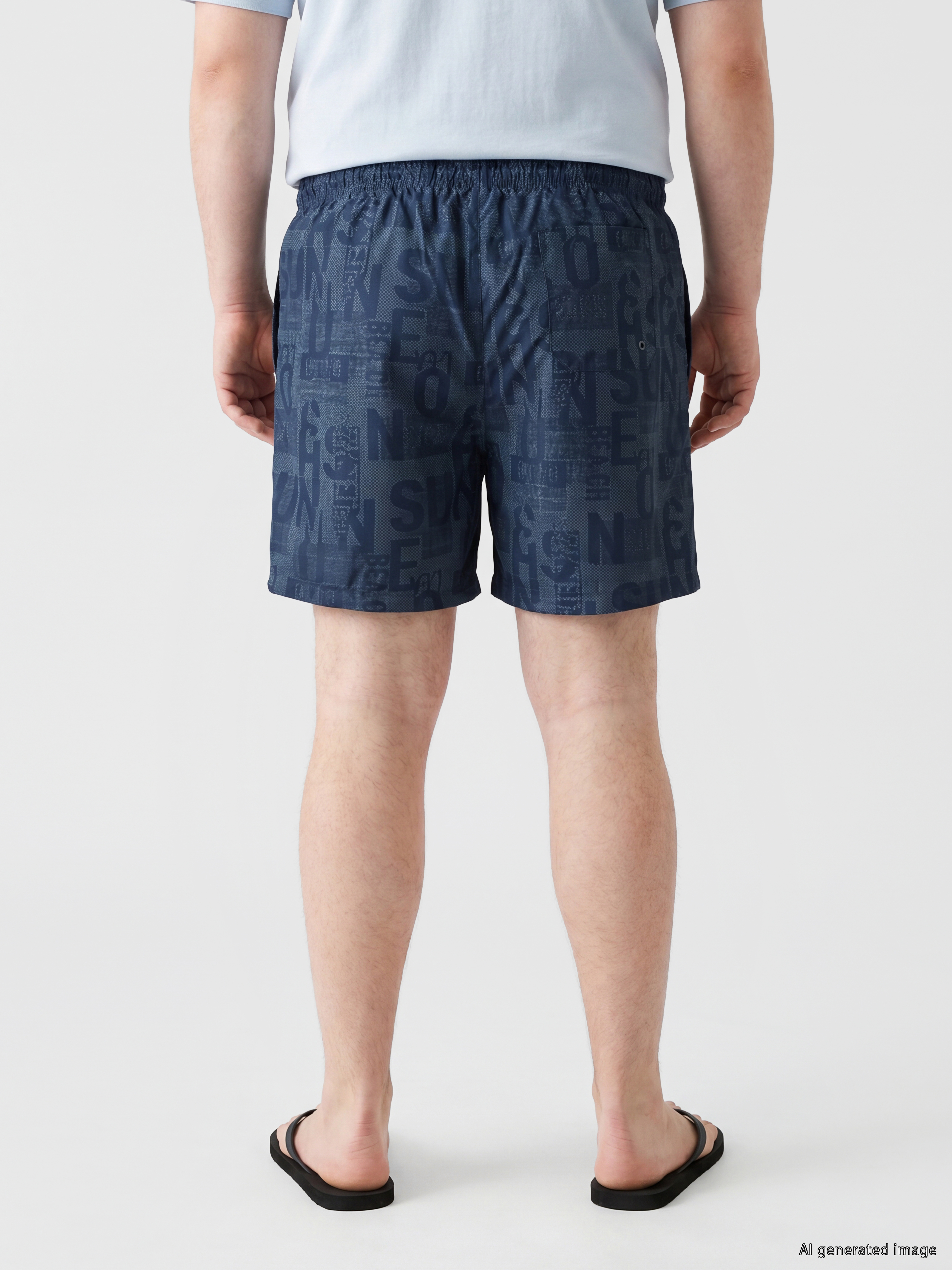 LCW SWIMWEAR Kısa Boy Yazı Baskılı Erkek Deniz Şortu görsel 4