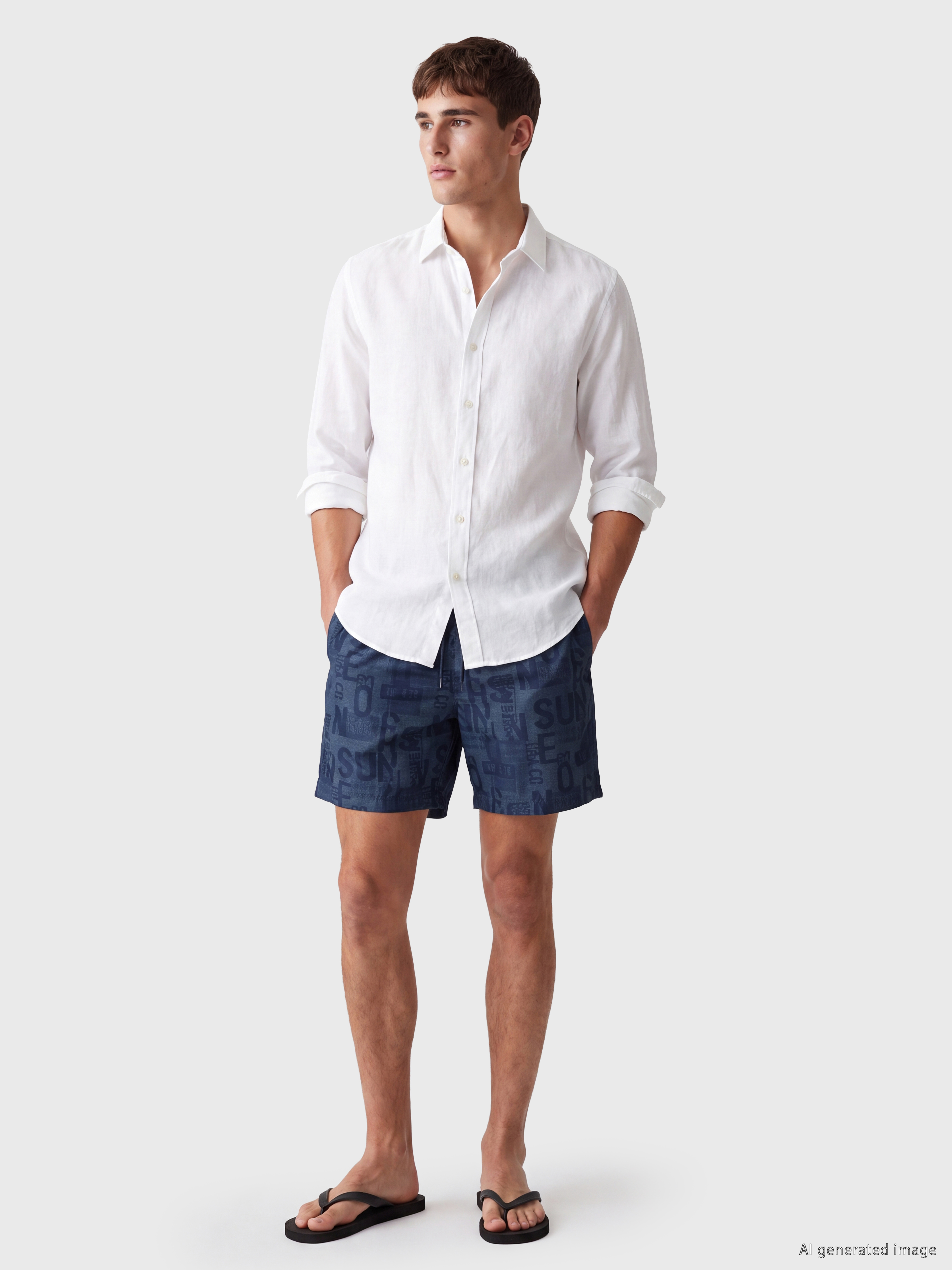 LCW SWIMWEAR Kısa Boy Yazı Baskılı Erkek Deniz Şortu