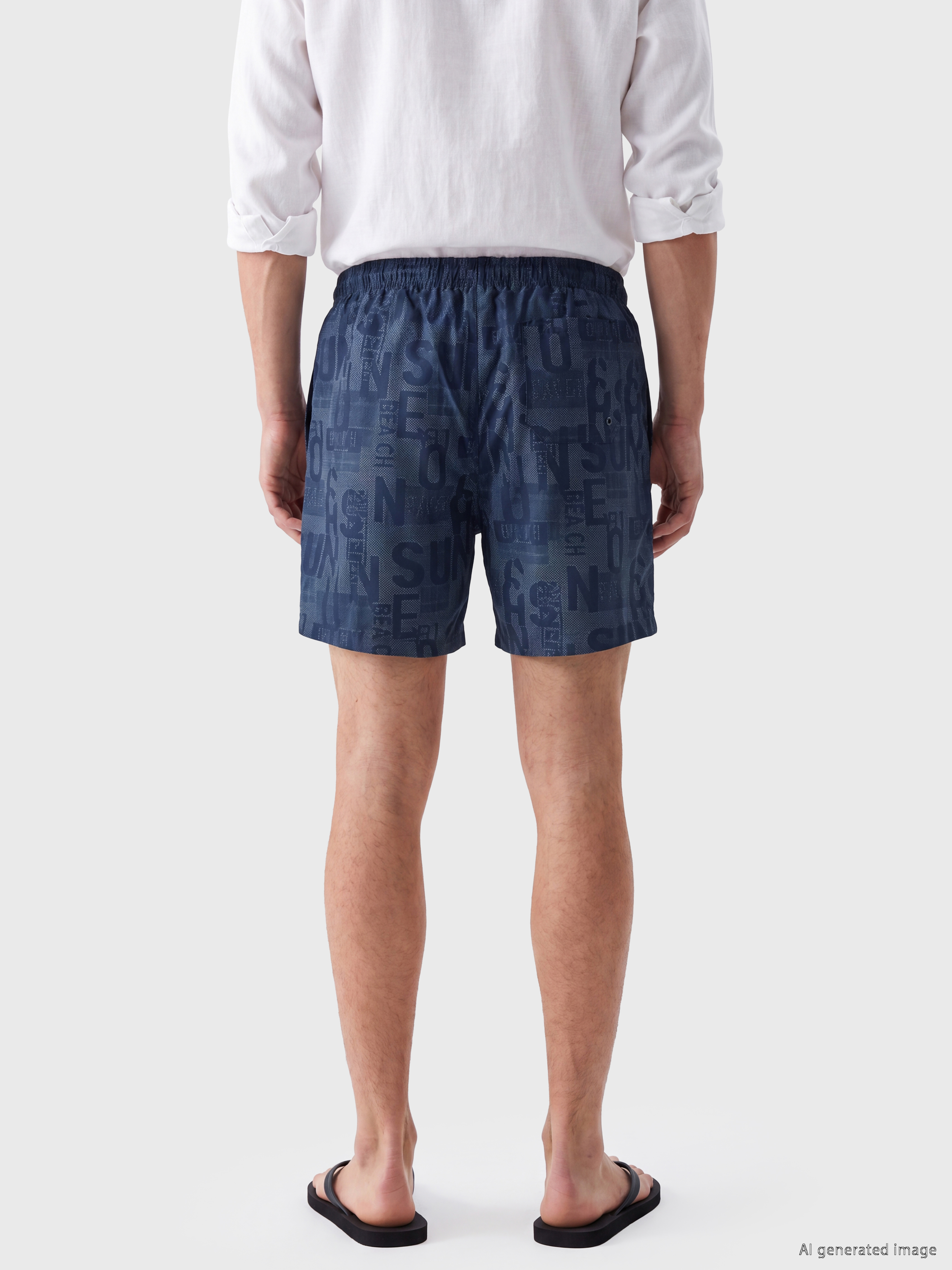 LCW SWIMWEAR Kısa Boy Yazı Baskılı Erkek Deniz Şortu görsel 2