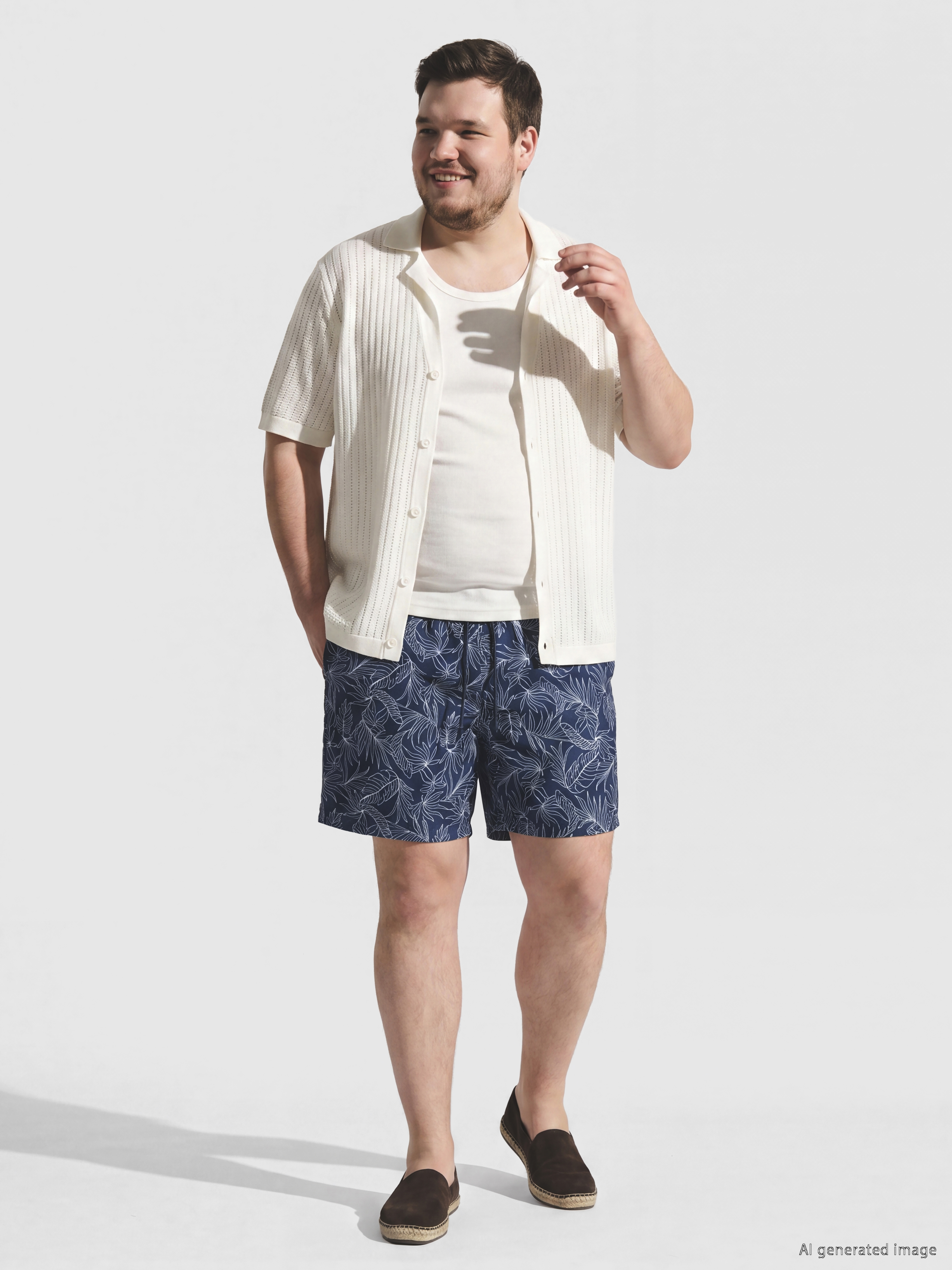 LCW SWIMWEAR Diz Hizası Boy Desenli Erkek Deniz Şortu görsel 3