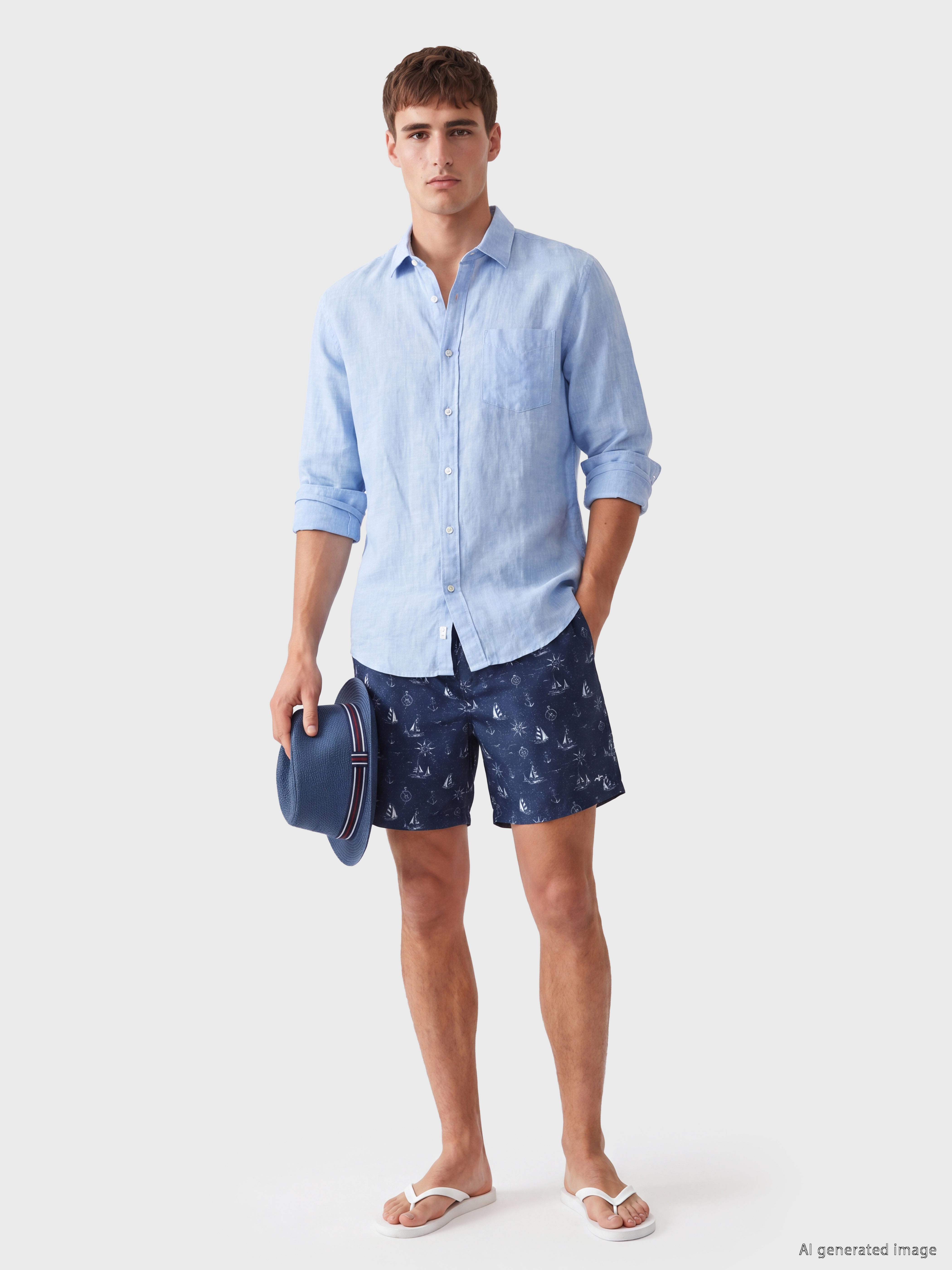 LCW SWIMWEAR Diz Hizası Boy Desenli Erkek Deniz Şortu