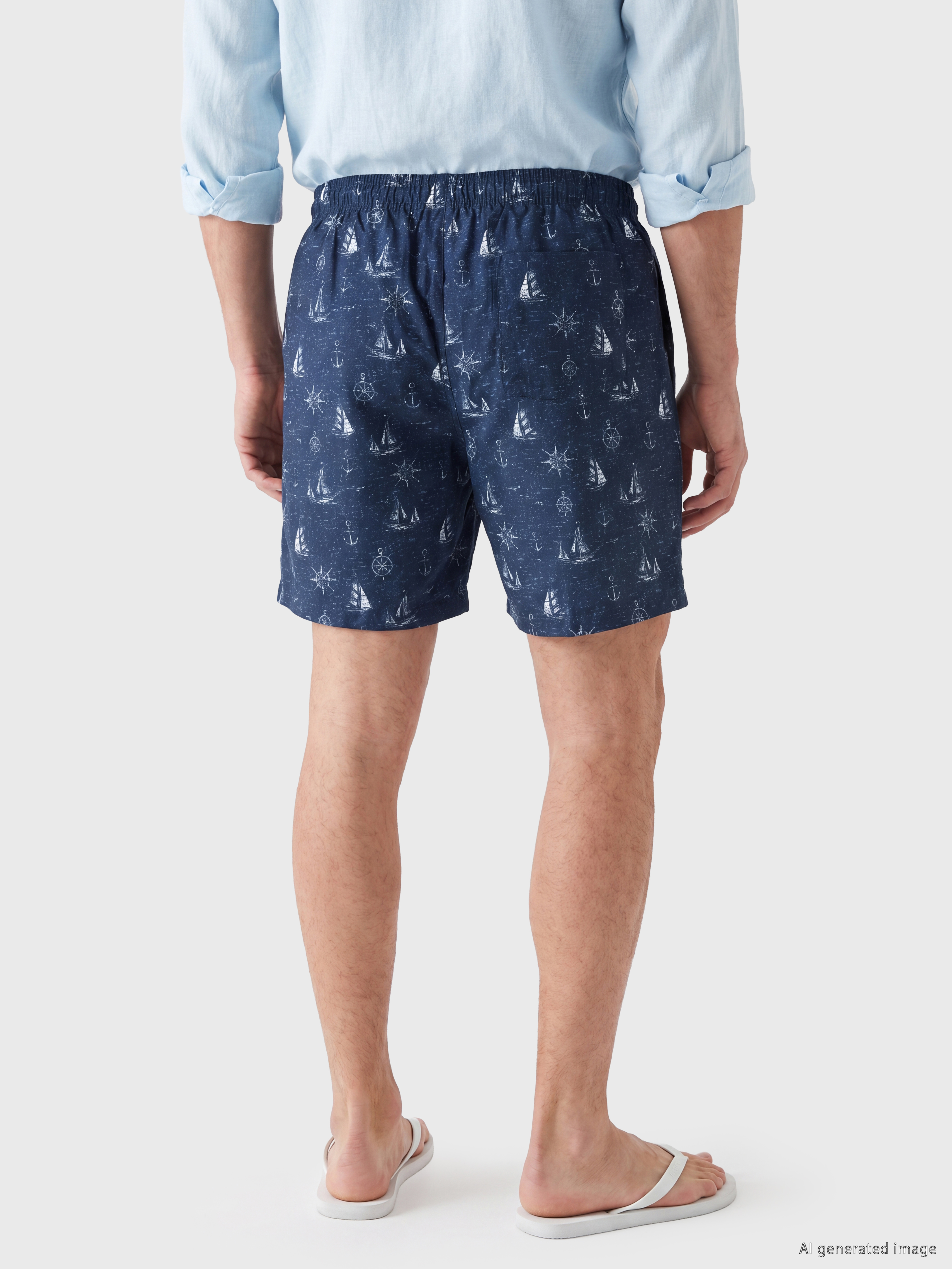 LCW SWIMWEAR Diz Hizası Boy Desenli Erkek Deniz Şortu görsel 2