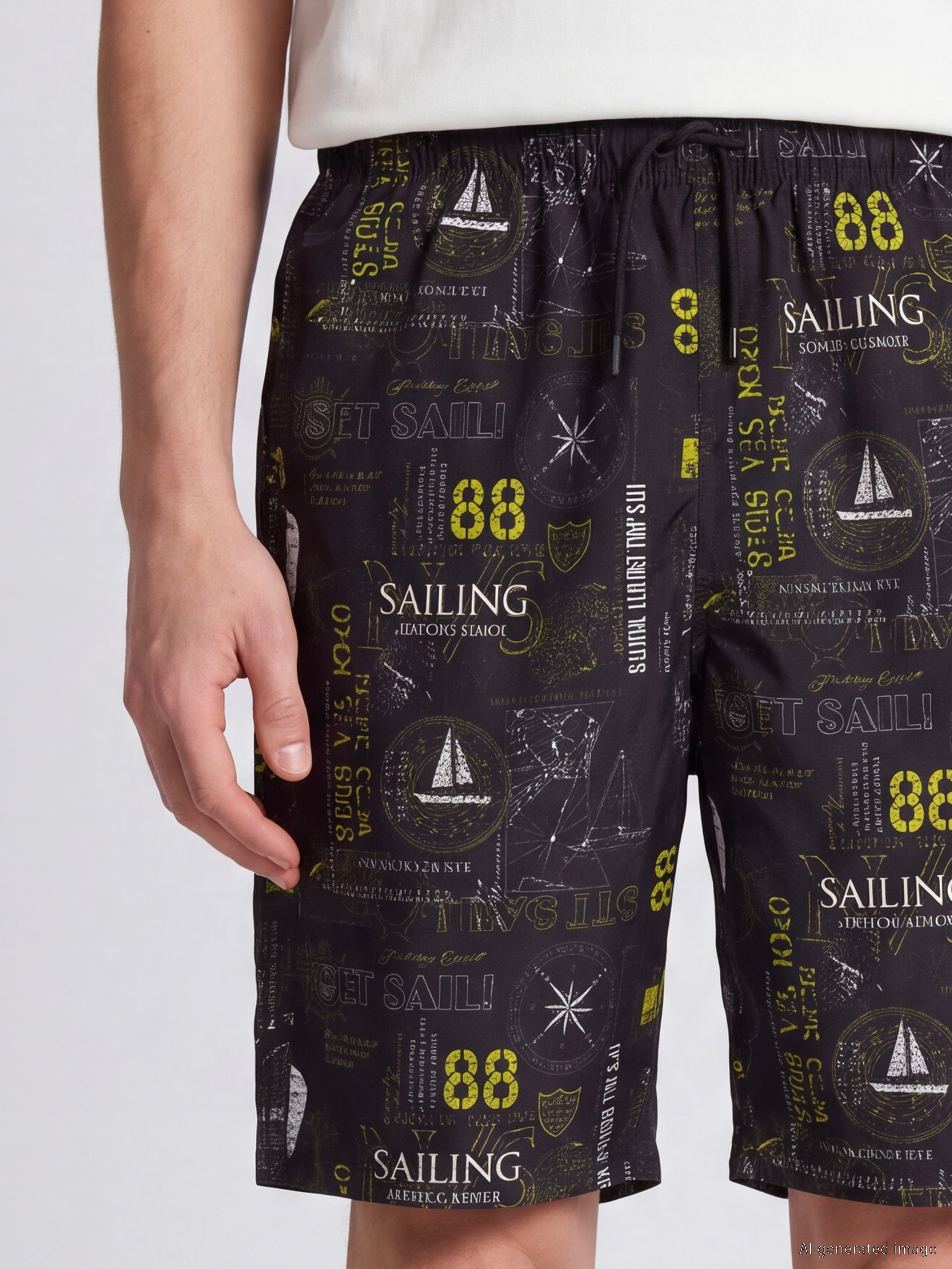 LCW SWIMWEAR Diz Yüksekliğinde Baskılı Erkek Deniz Şortu görsel 3