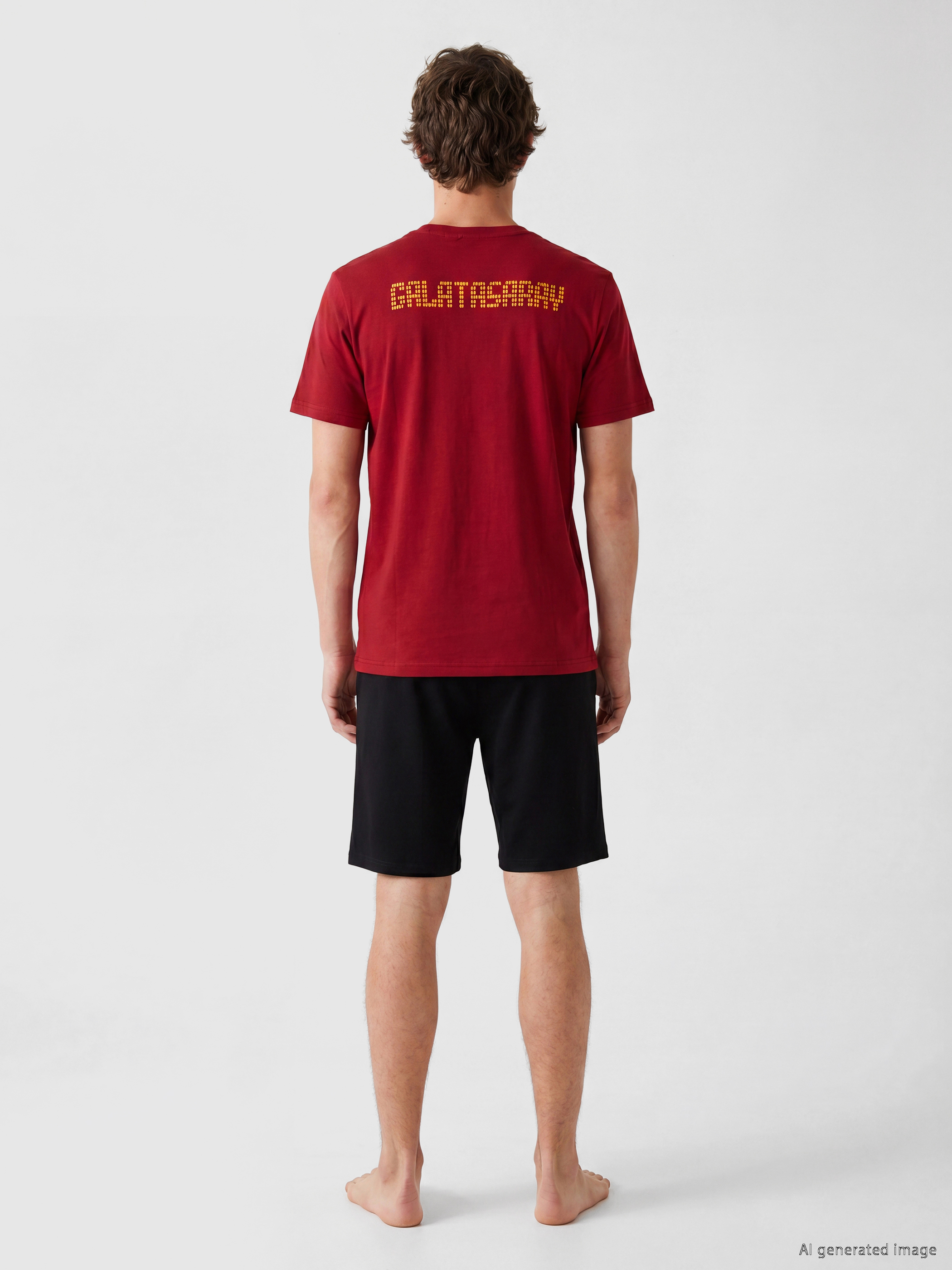 LC WAIKIKI Galatasaray Baskılı Erkek Şortlu Pijama Takımı görsel 4
