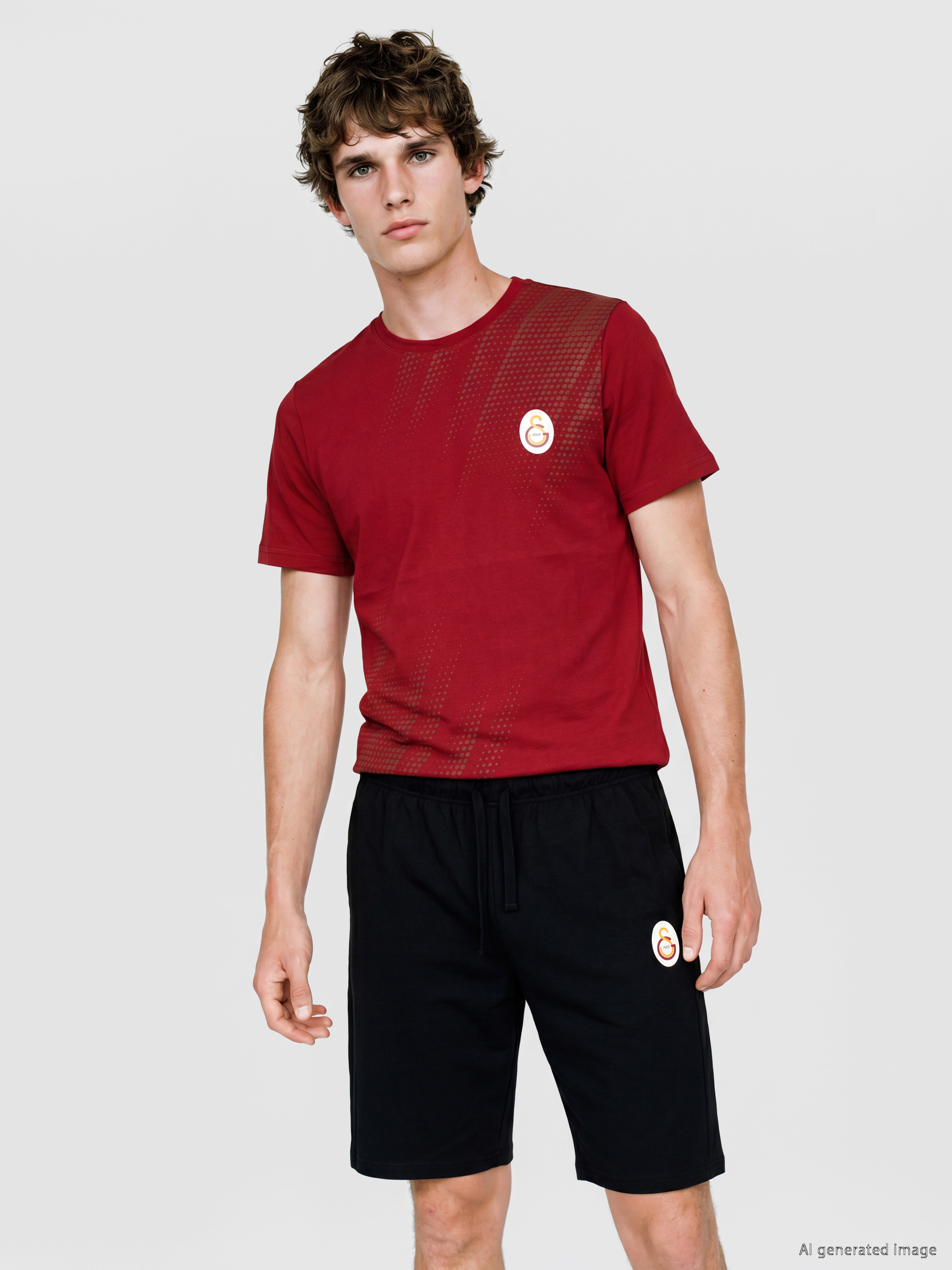 LC WAIKIKI Galatasaray Baskılı Erkek Şortlu Pijama Takımı görsel 2