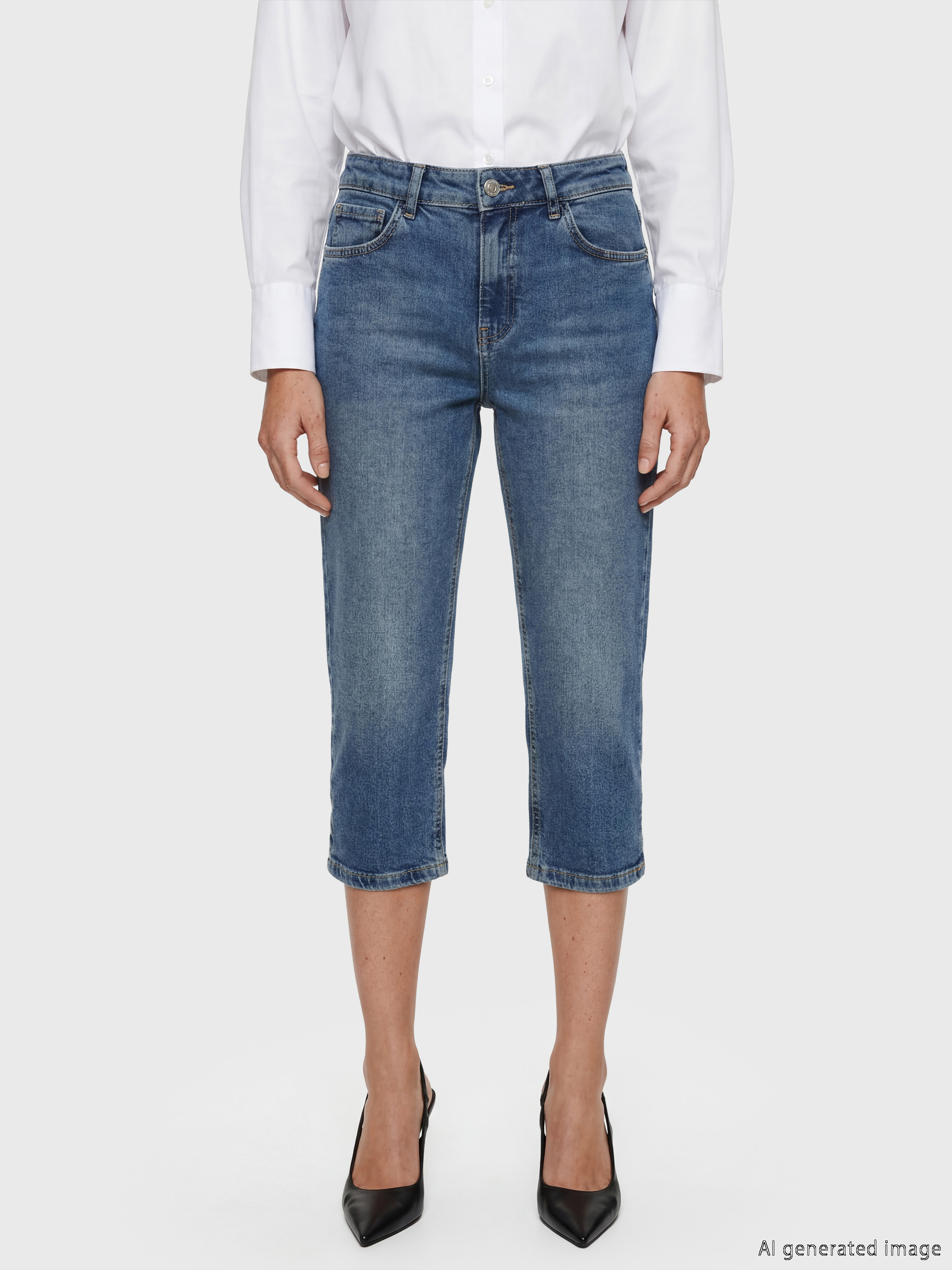 LCW Jeans Dar Fit Kadın Jean Kapri görsel 2