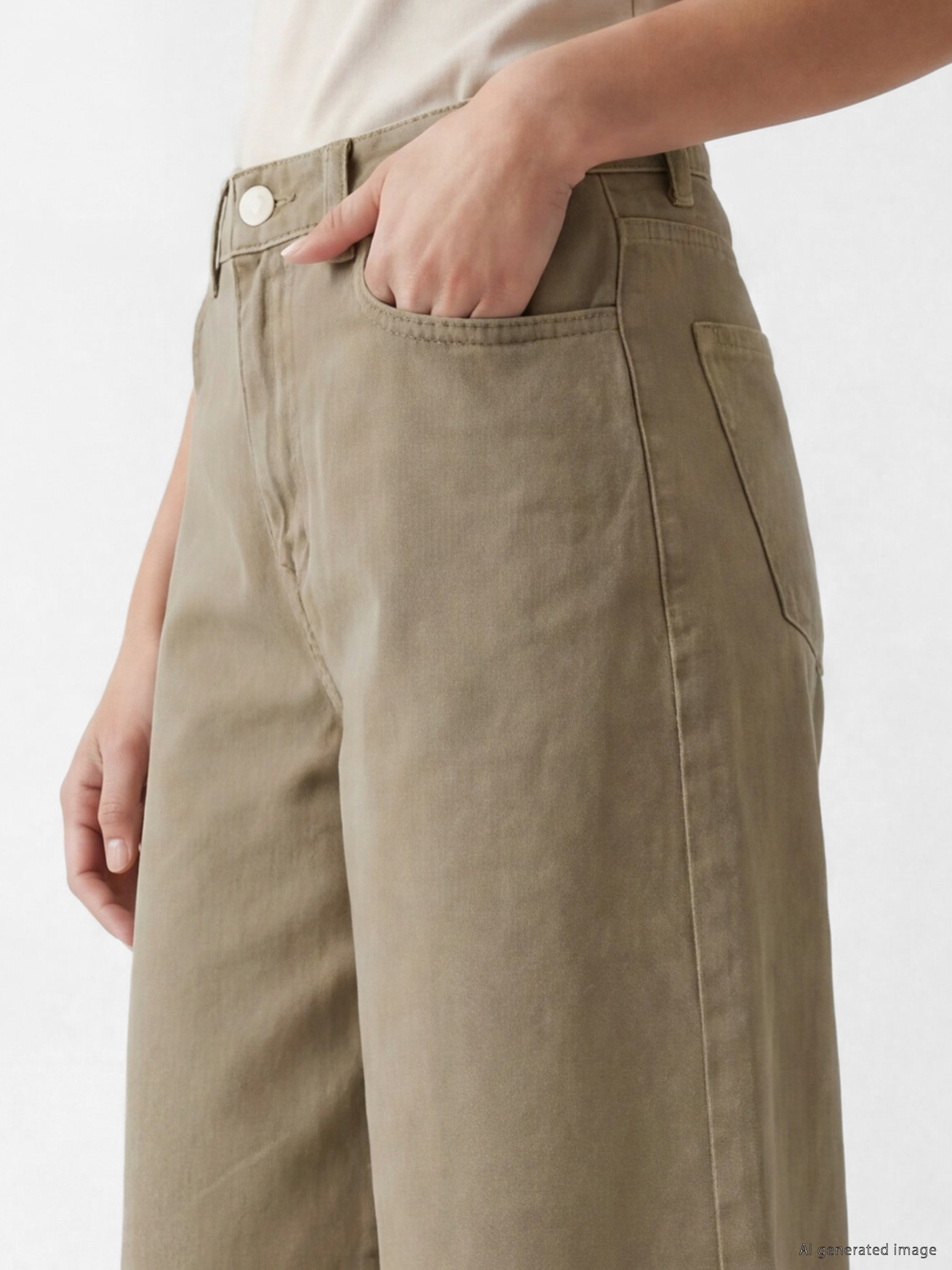 LCW Jeans Beli Kemerli Kadın Jean Şortolon görsel 3