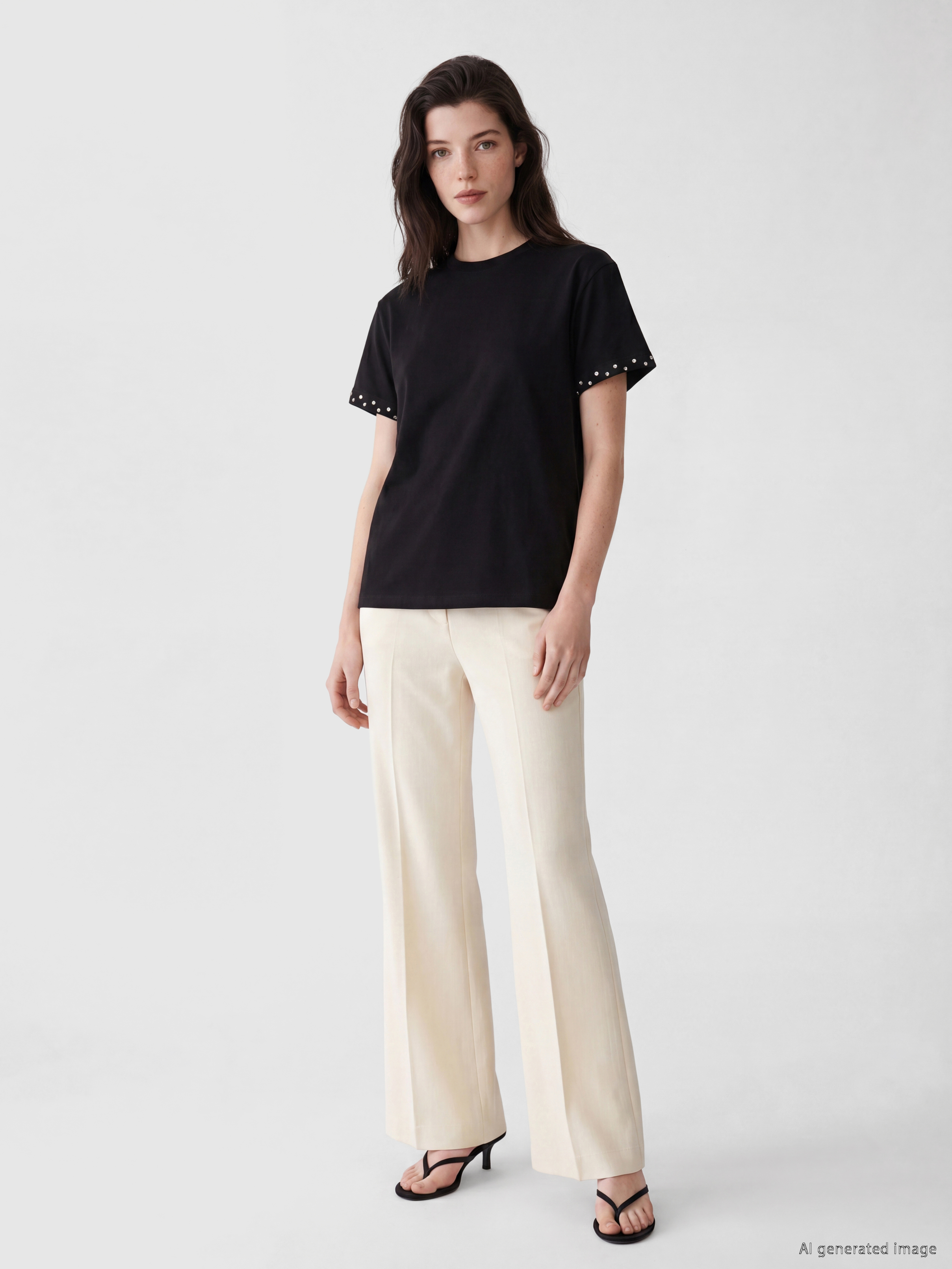LCW Comfort Taşlı Soft Touch Kadın Tişört görsel 2