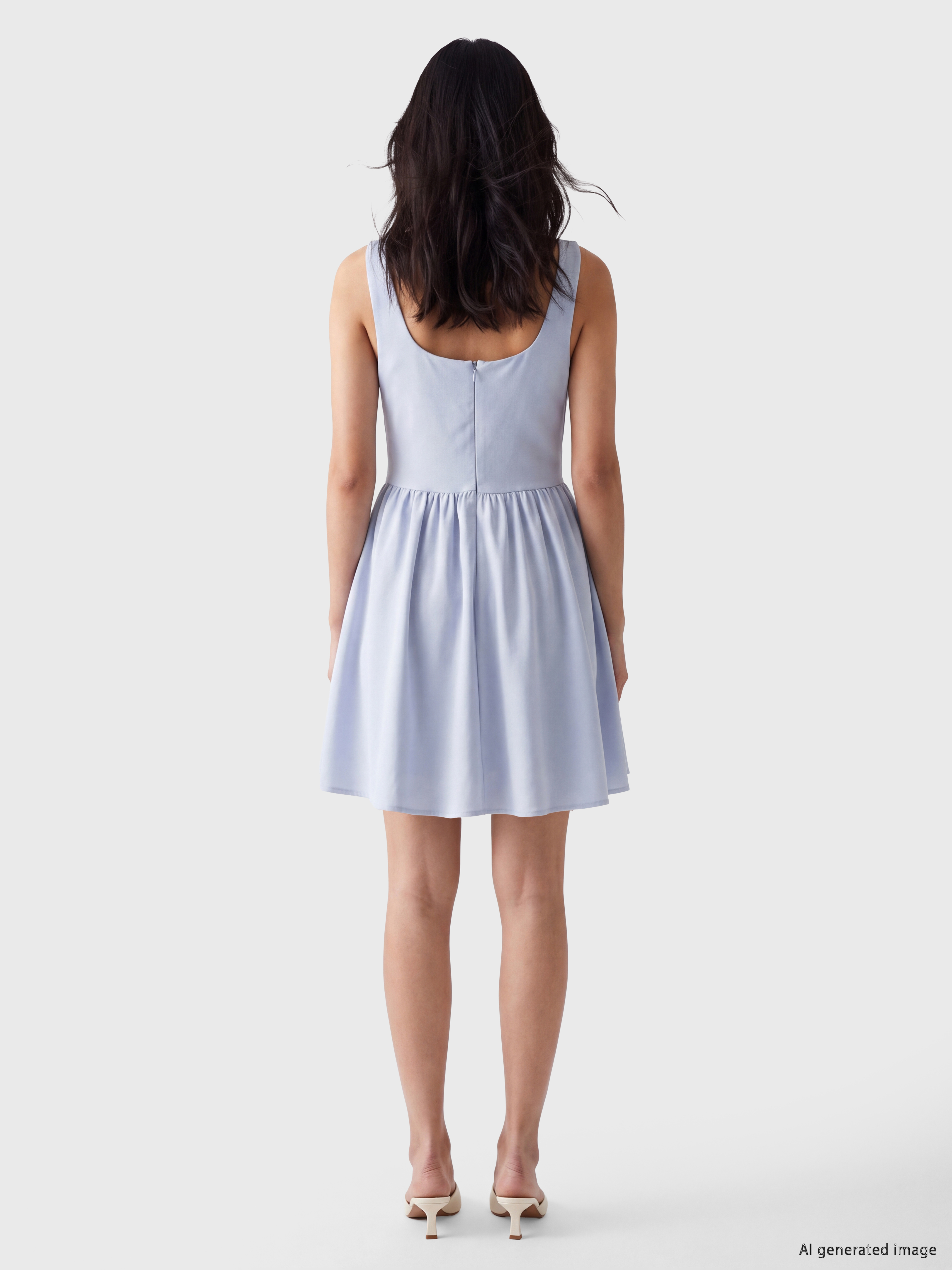 LCW Comfort Kare Yaka Taşlı Mini Elbise görsel 3