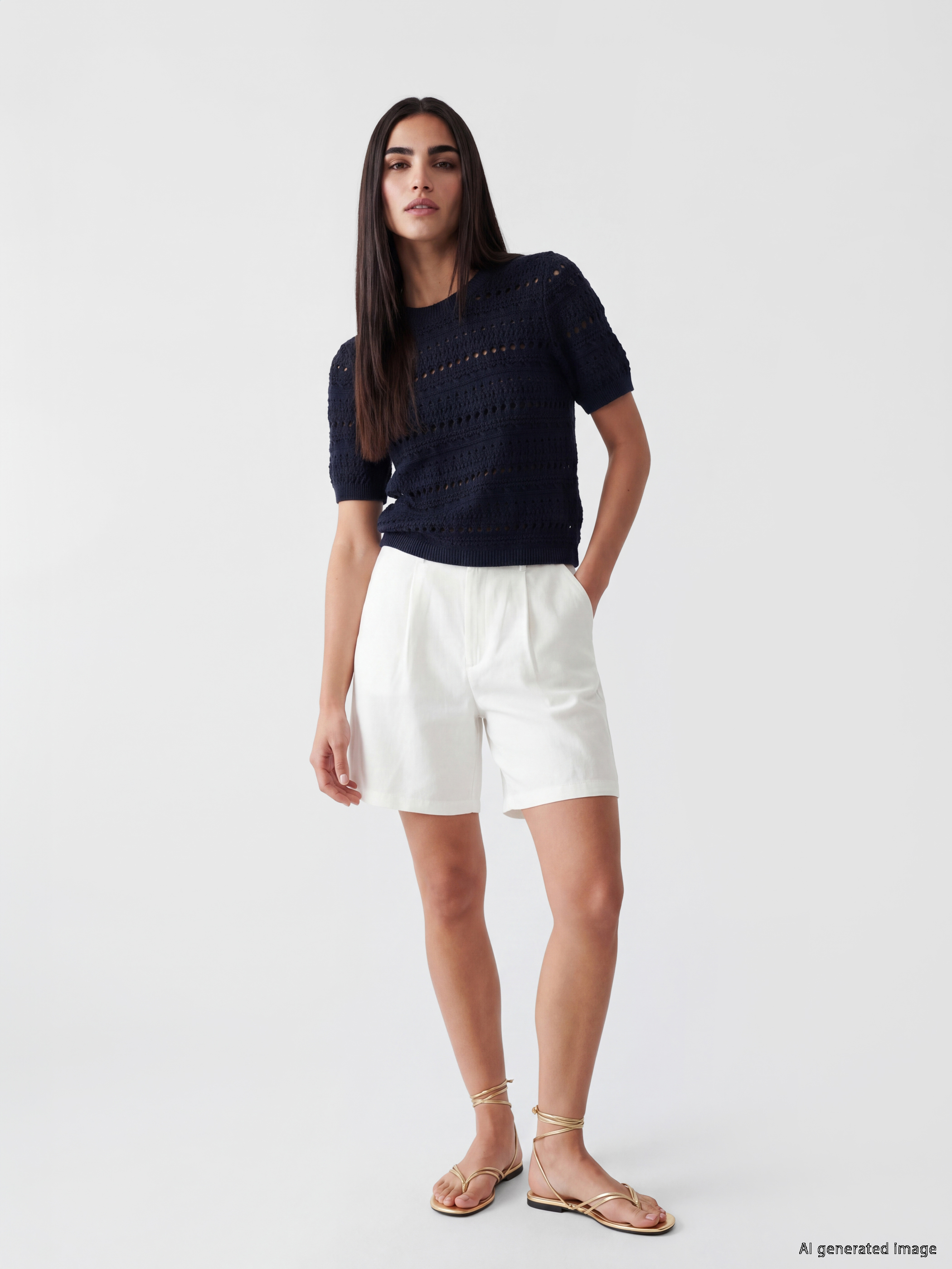 LCW Vision Loose Fit Pileli Kadın Şort görsel 2