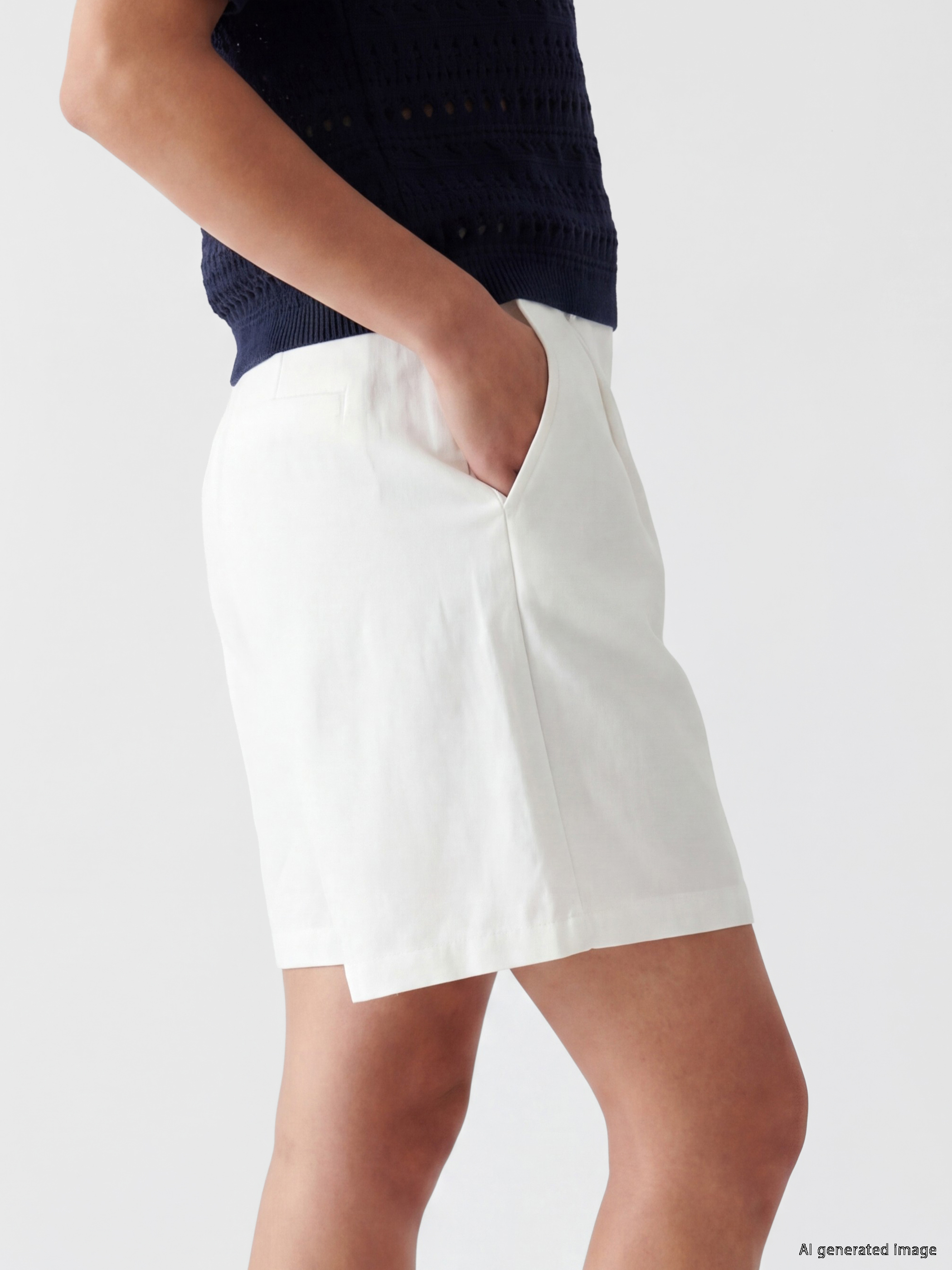 LCW Vision Loose Fit Pileli Kadın Şort görsel 4