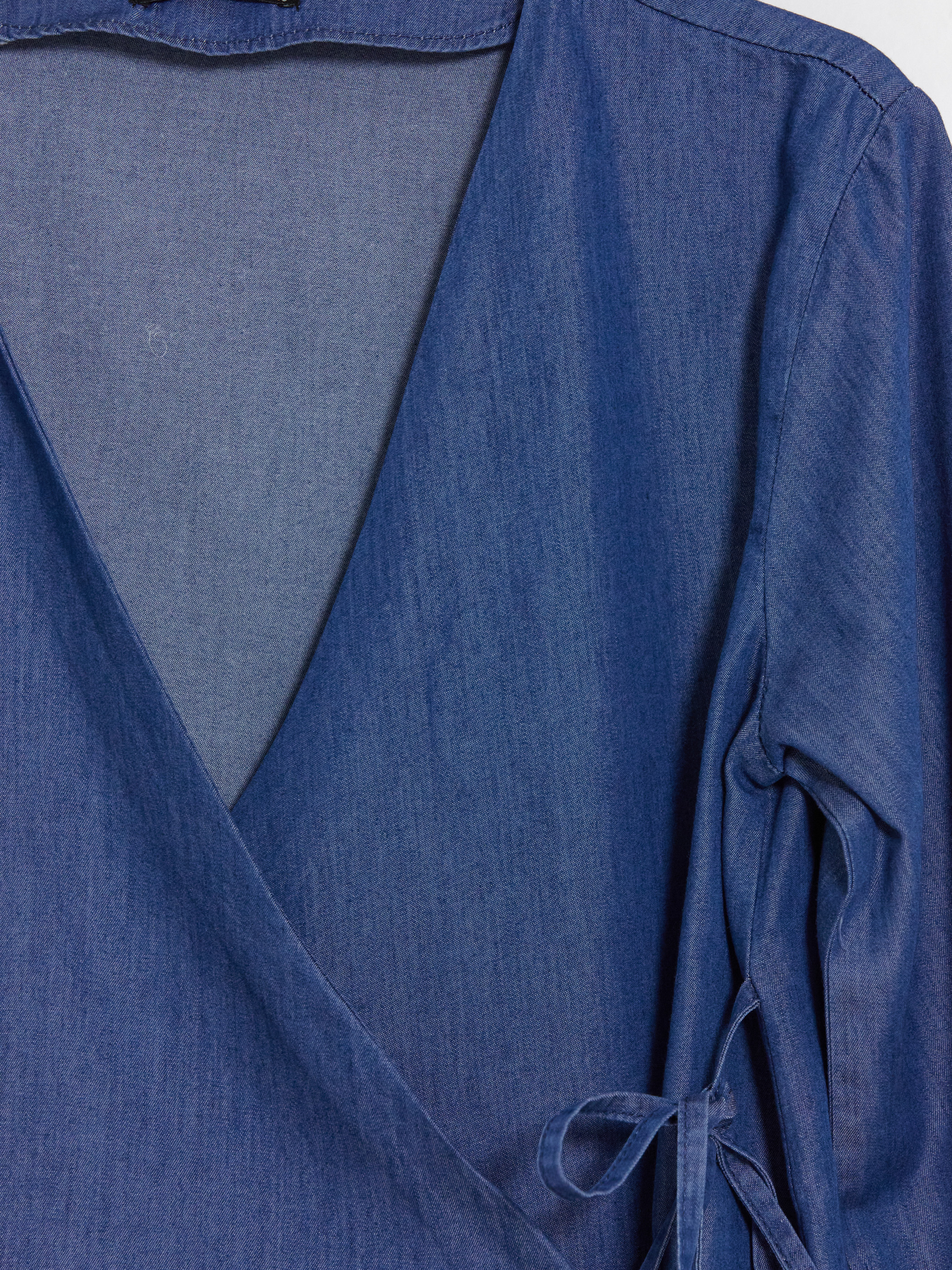 LCW Modest Kruvaze Yaka Kadın Jean Kimono görsel 7