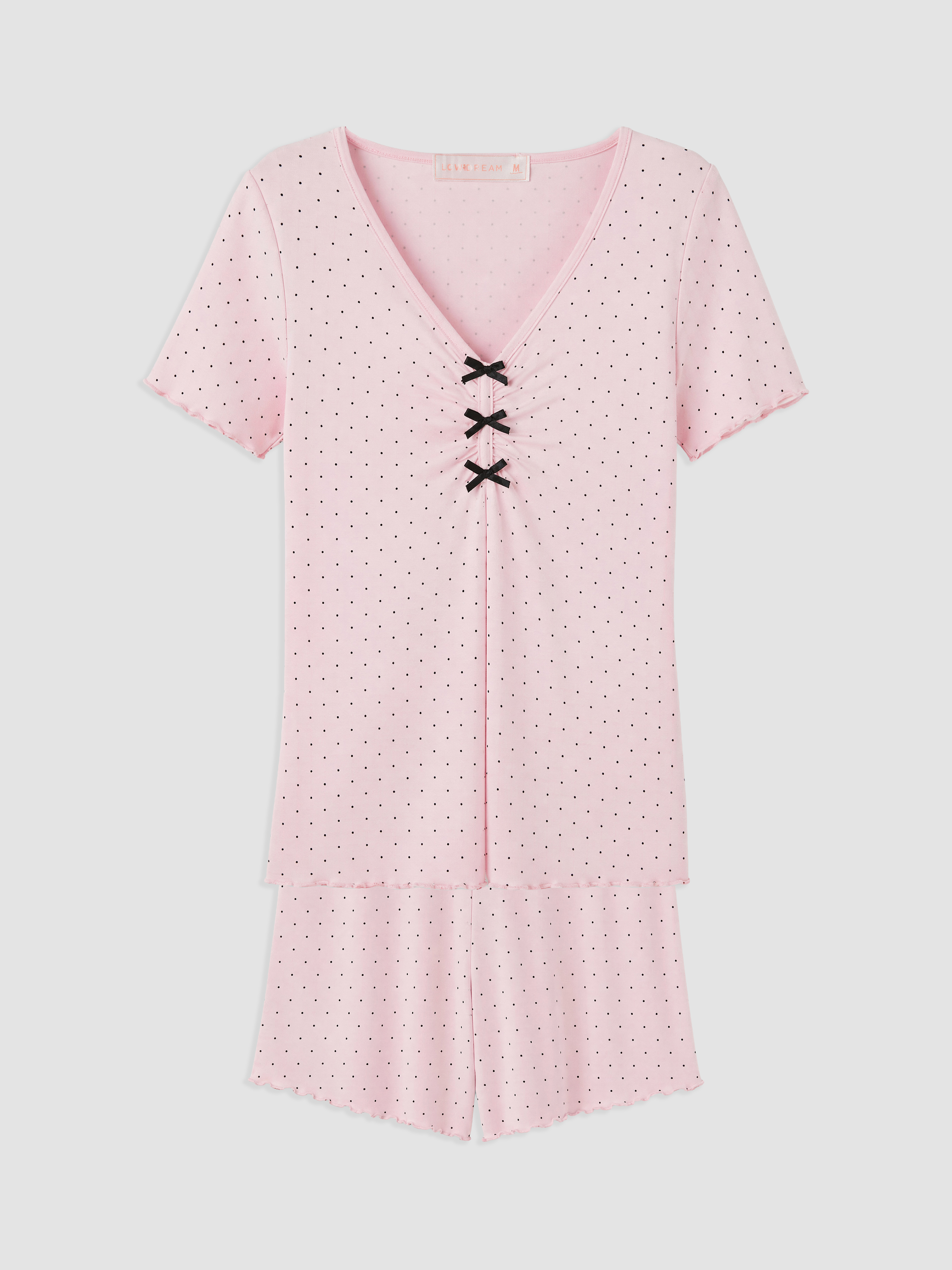LCW DREAM V Yaka Puantiyeli Kadın Şortlu Pijama Takımı görsel 5
