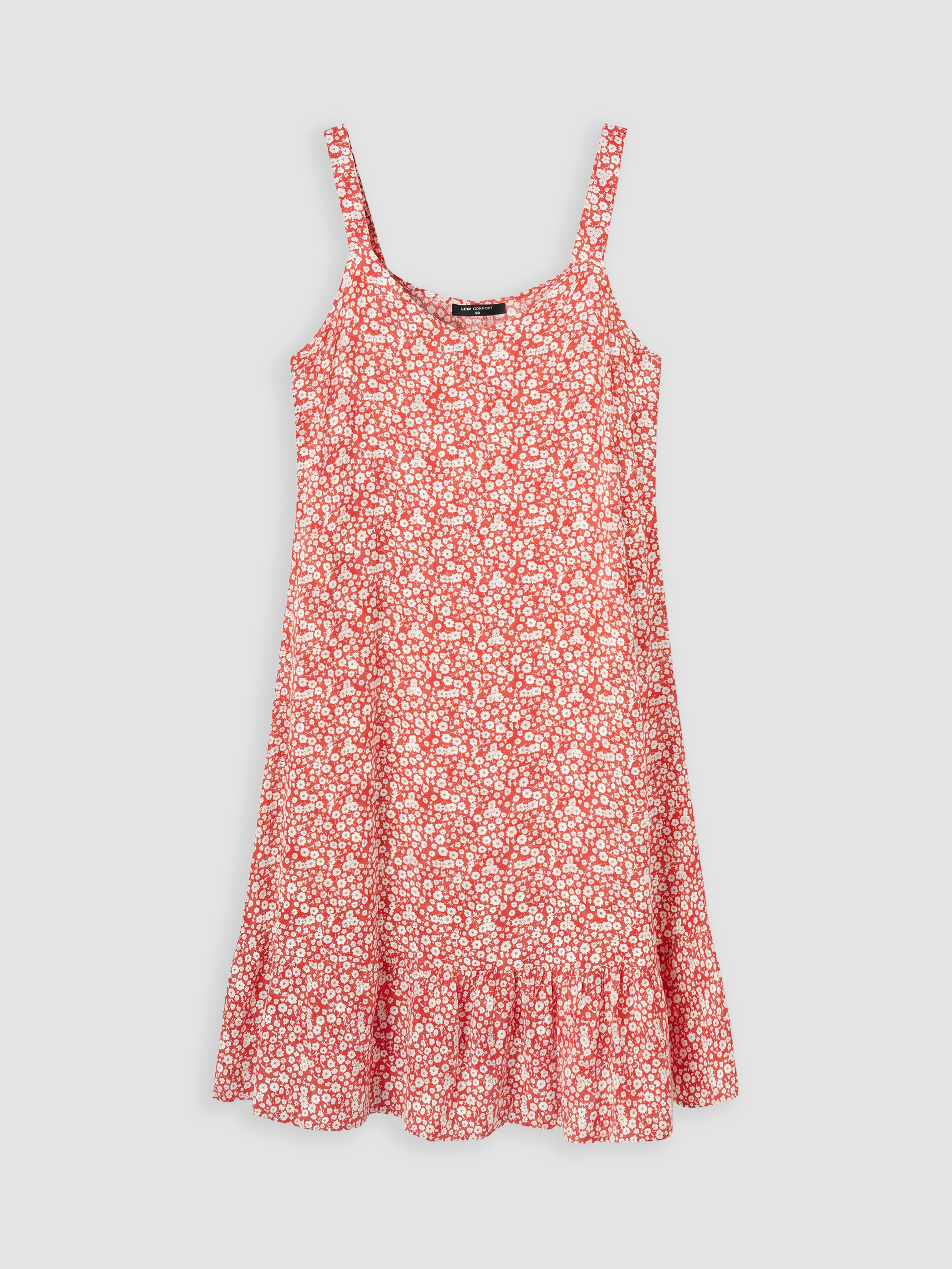 LCW Comfort V Yaka Çiçekli Askılı Fırfırlı Elbise görsel 5