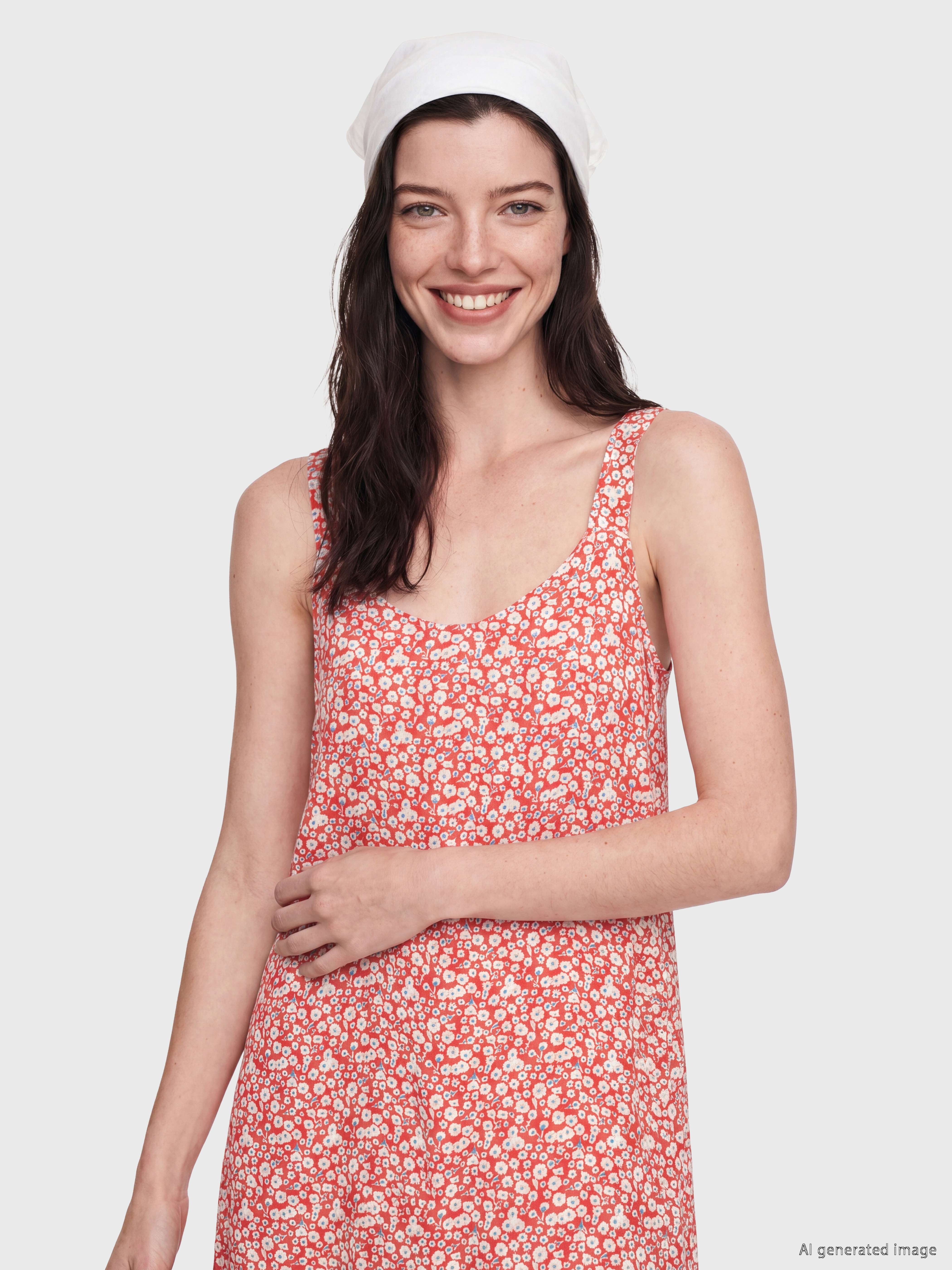 LCW Comfort V Yaka Çiçekli Askılı Fırfırlı Elbise görsel 2