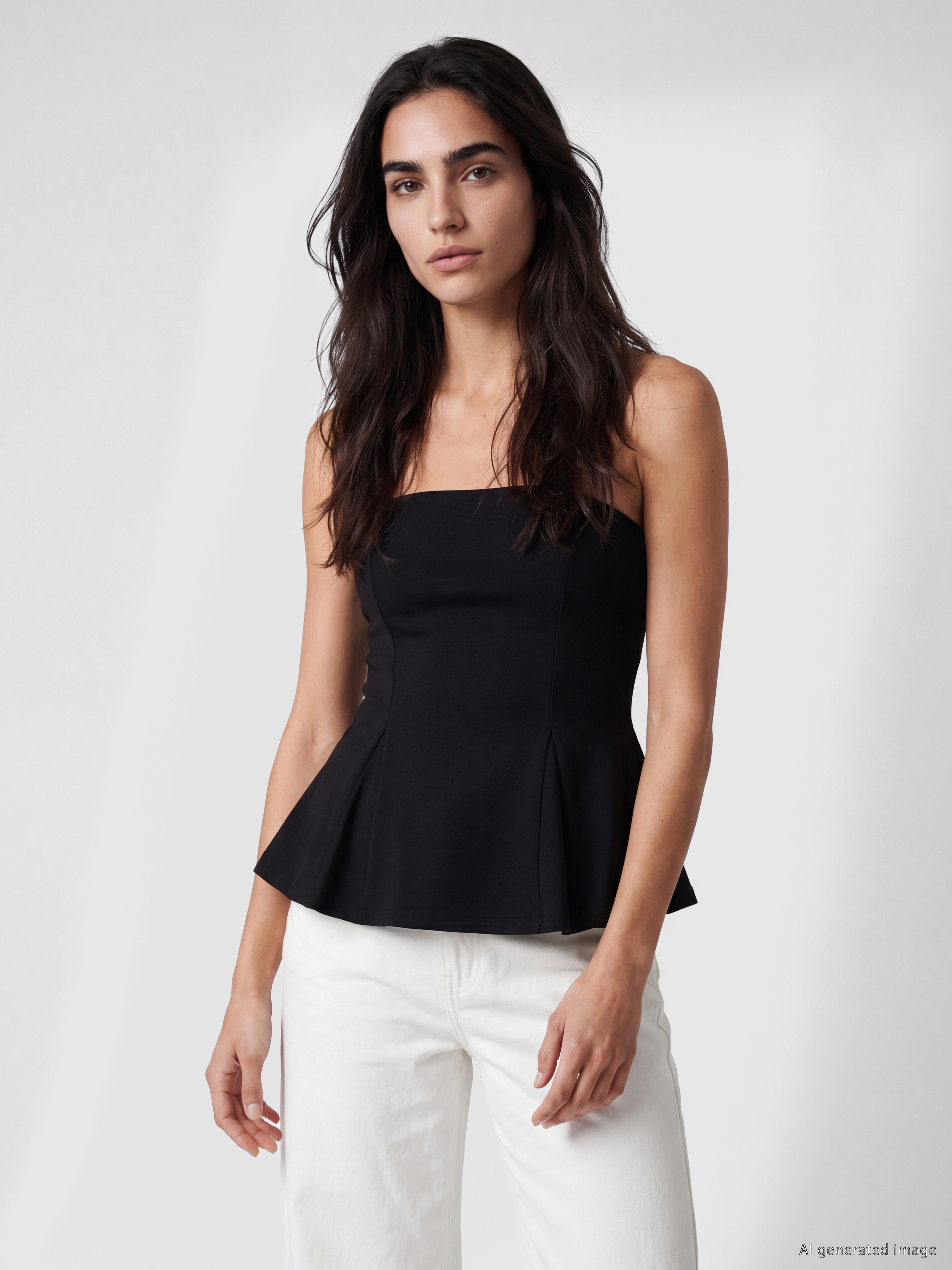 LCW Vision Straplez Yaka Peplum Korse Bluz