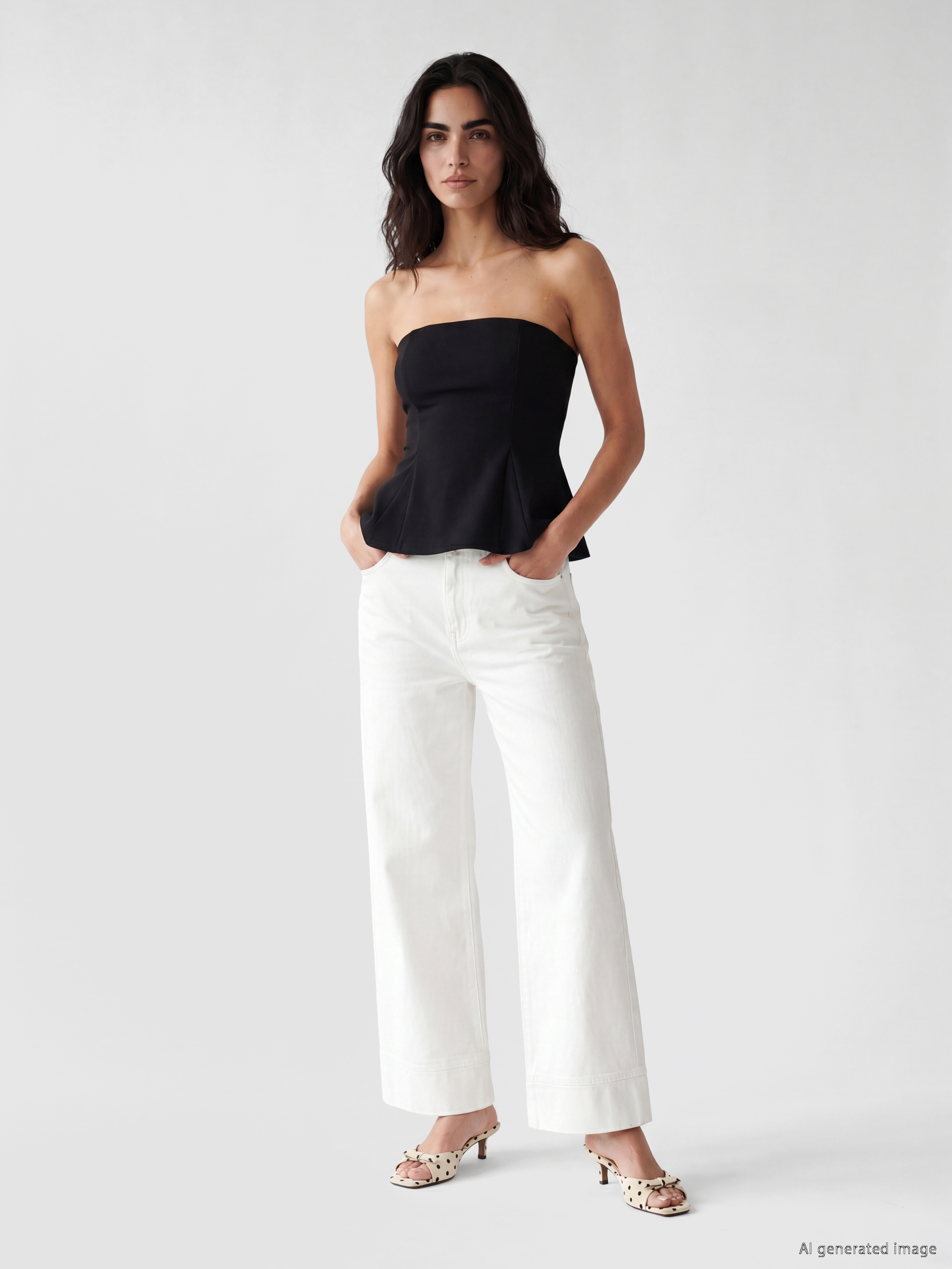 LCW Vision Straplez Yaka Peplum Korse Bluz görsel 2