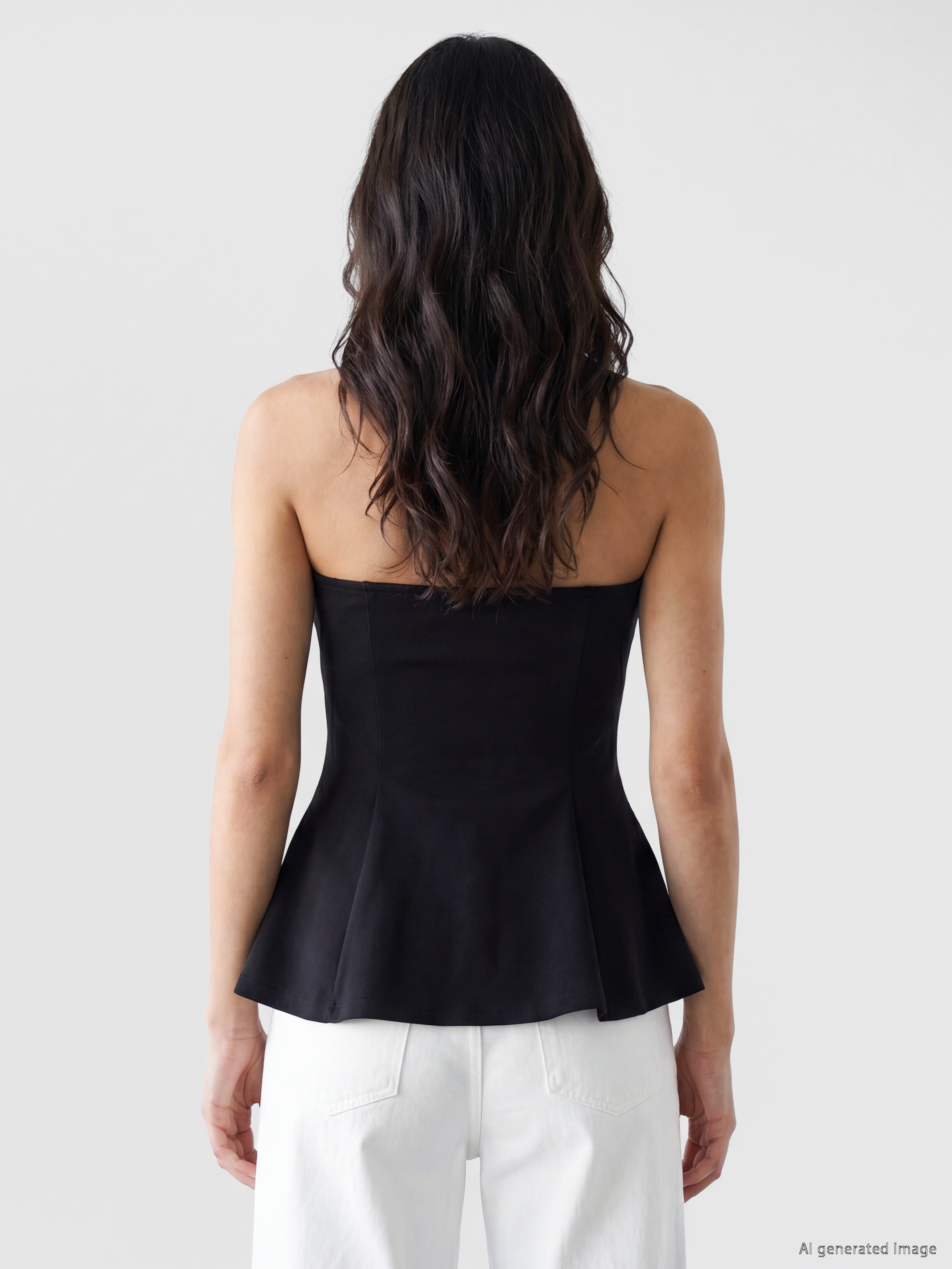 LCW Vision Straplez Yaka Peplum Korse Bluz görsel 4