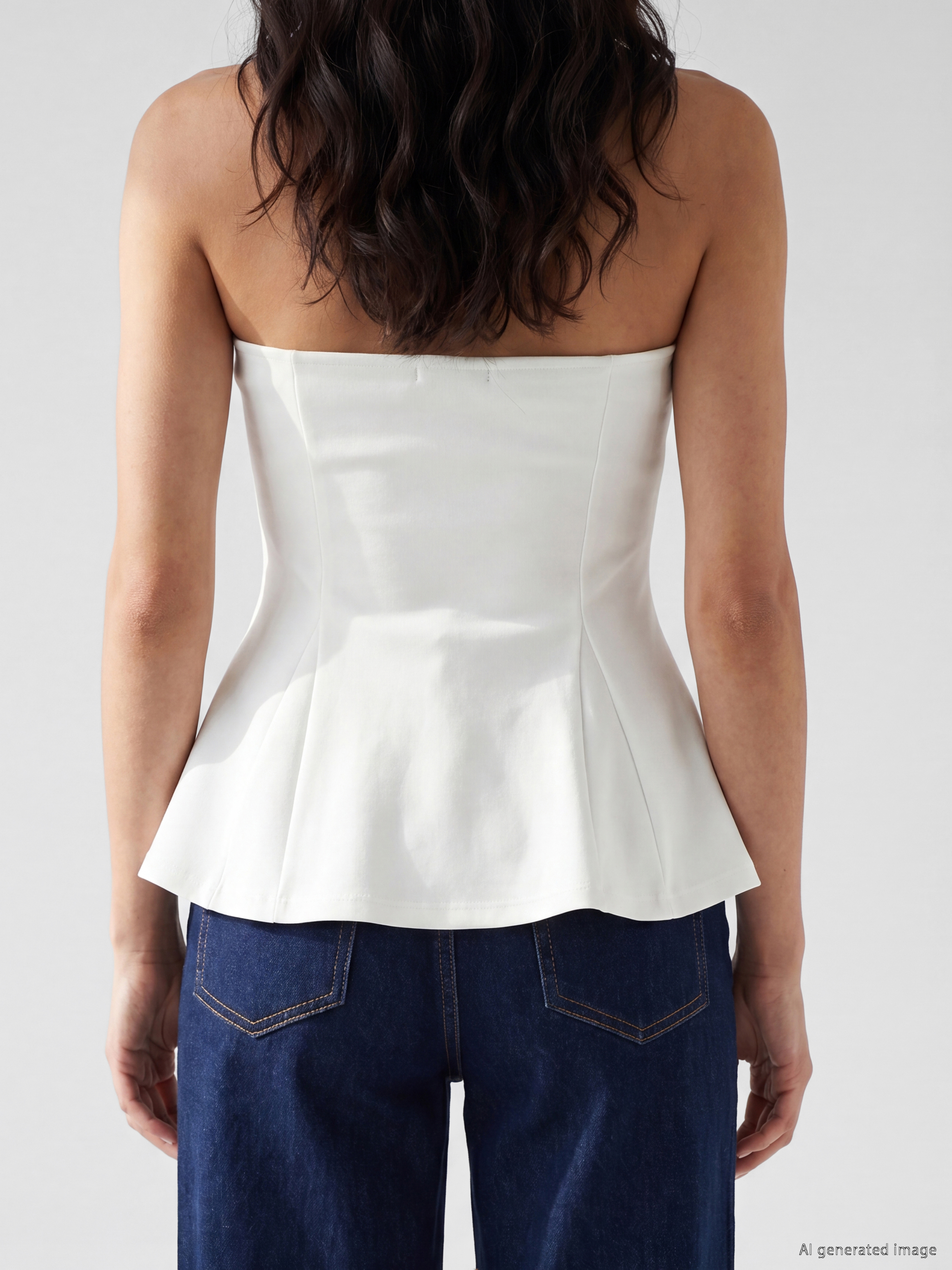 LCW Vision Straplez Yaka Peplum Korse Bluz görsel 4