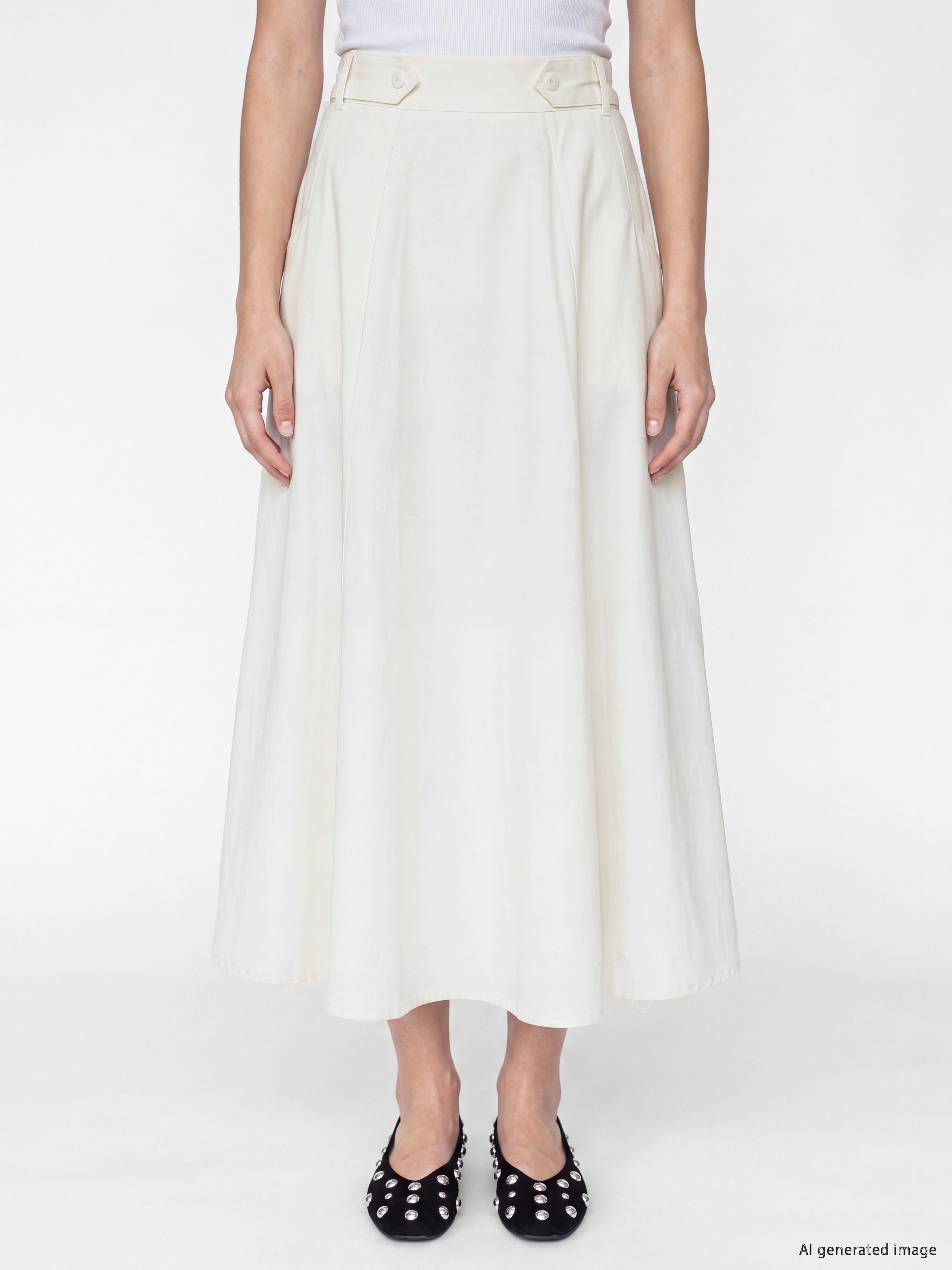LCW Modest Beli Lastikli Gabardin Kloş Etek görsel 3