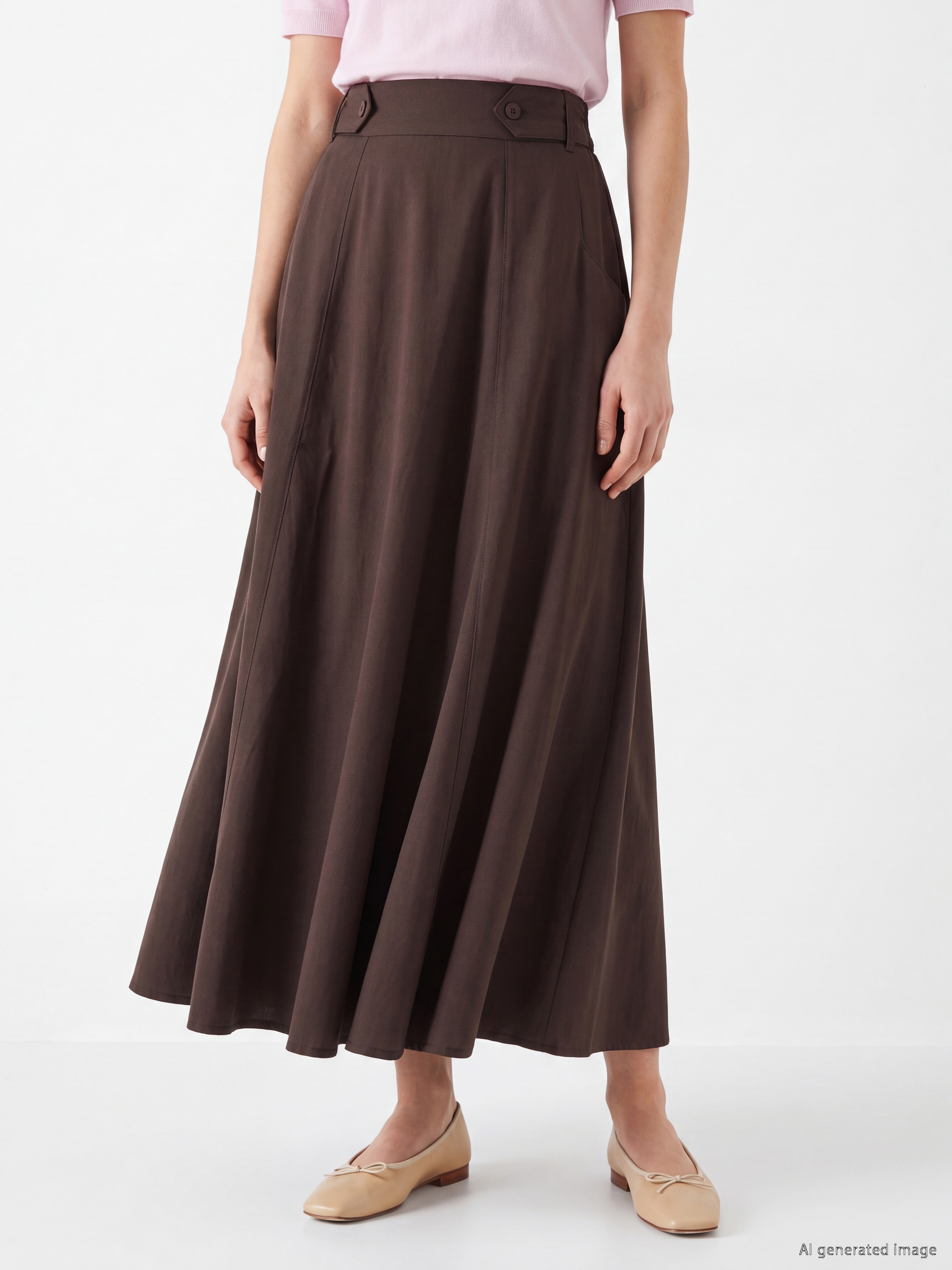 LCW Modest Beli Lastikli Gabardin Kloş Etek görsel 2