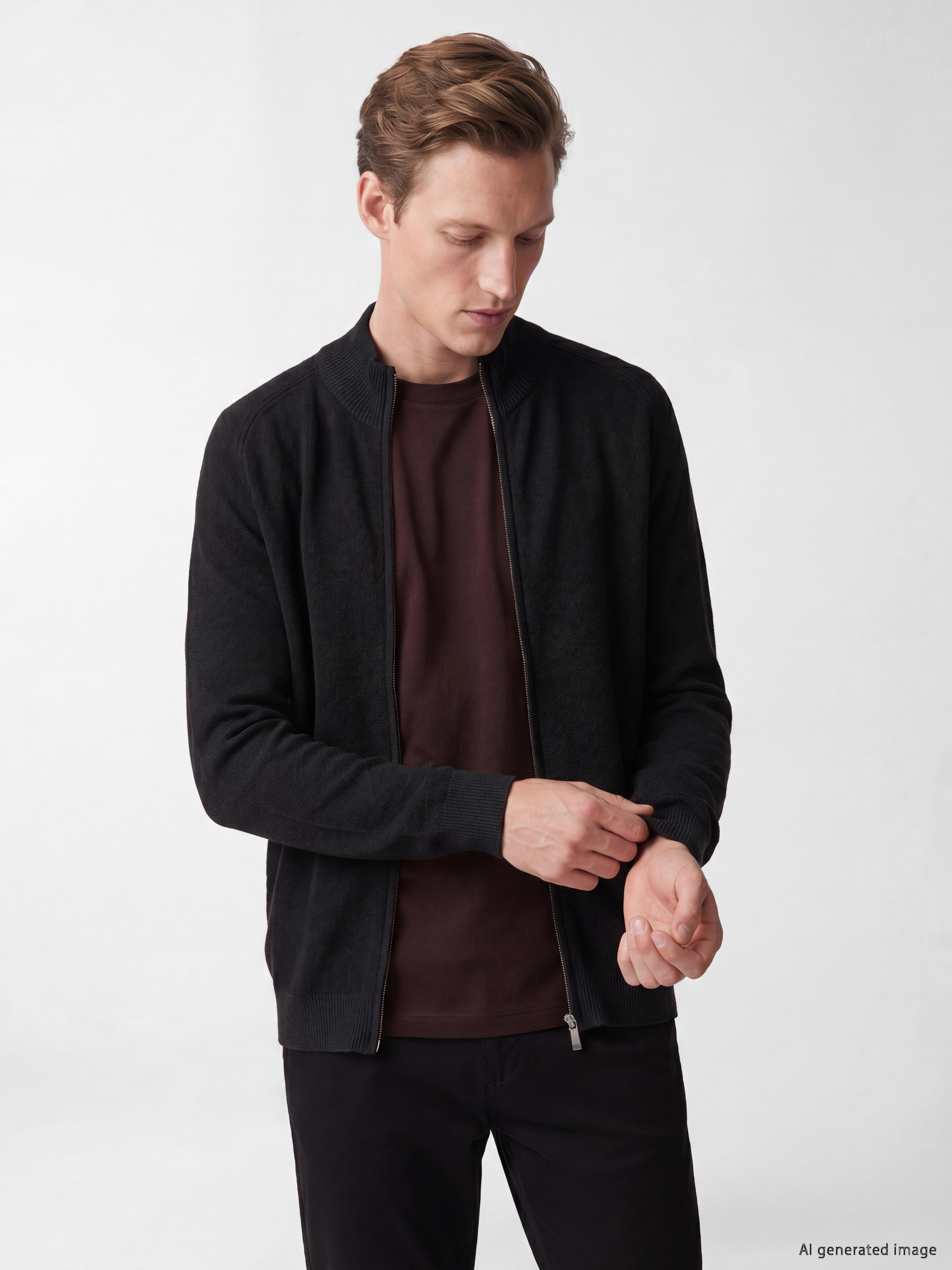 LCW ECO Regular Fit Dik Yaka Erkek Triko Hırka
