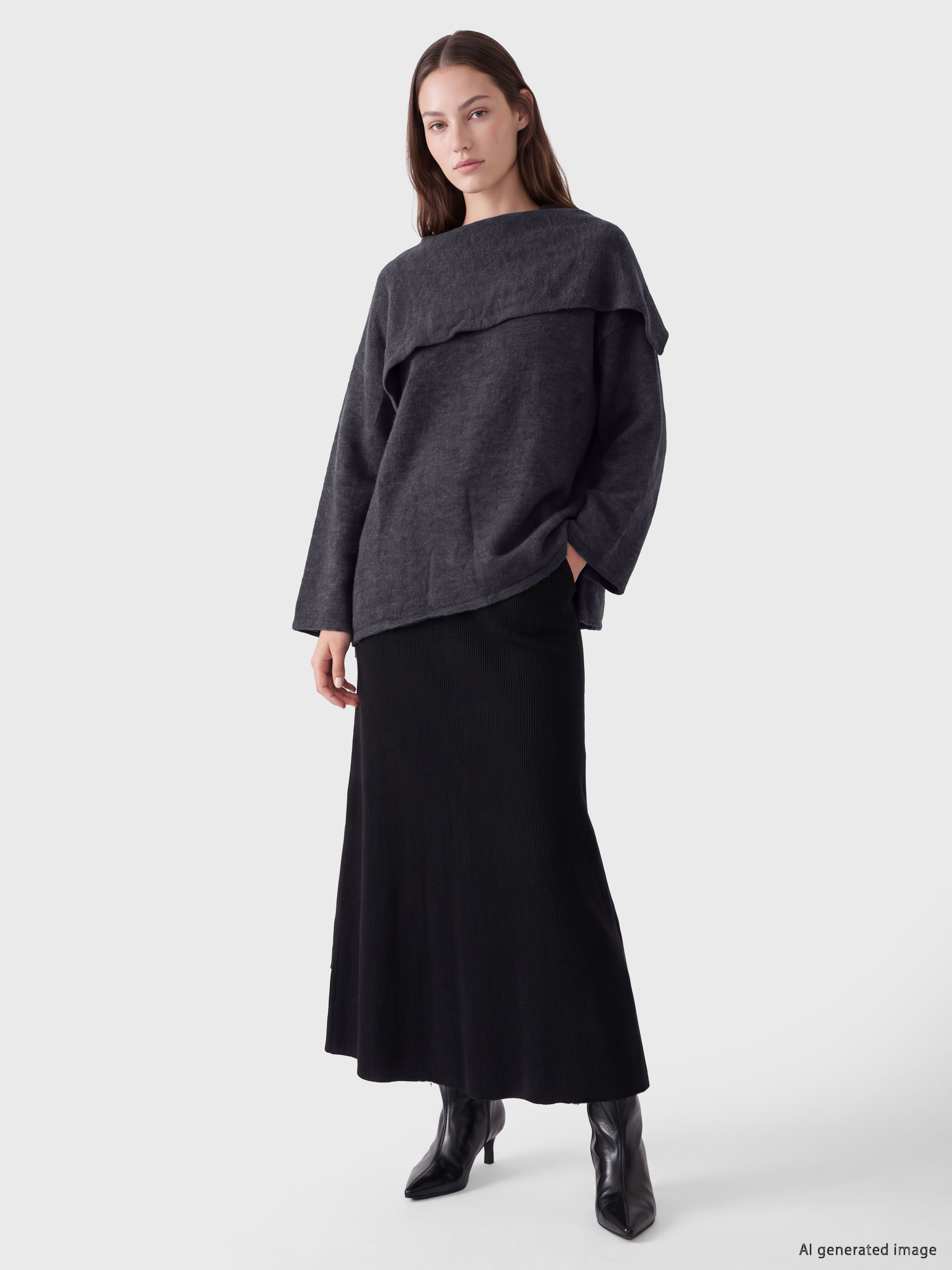 LCW Modest Bisiklet Yaka Kadın Triko Kazak görsel 2