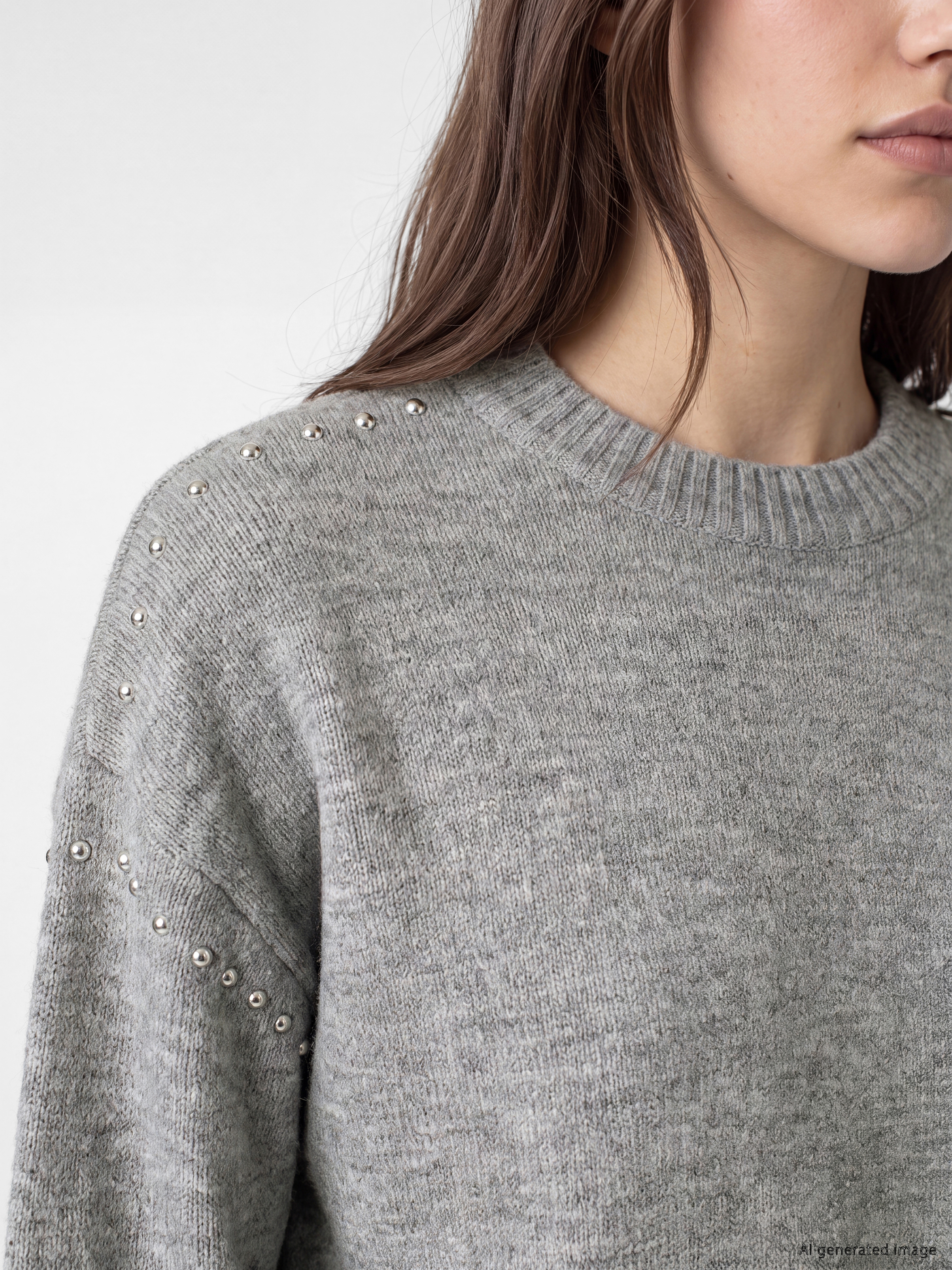 LCW Modest Zımba Detayları Oversize Kadın Triko Kazak görsel 3