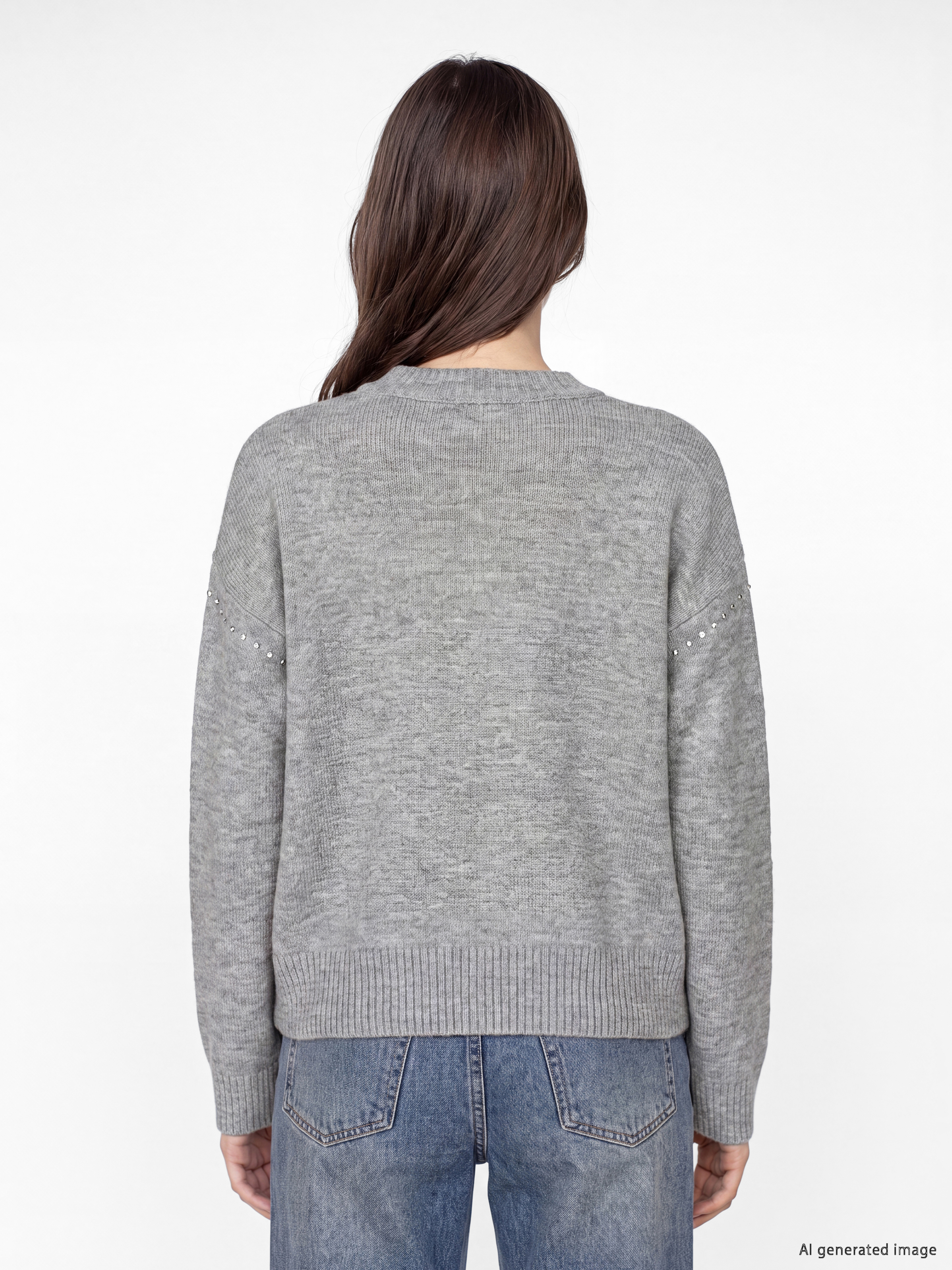 LCW Modest Zımba Detayları Oversize Kadın Triko Kazak görsel 4