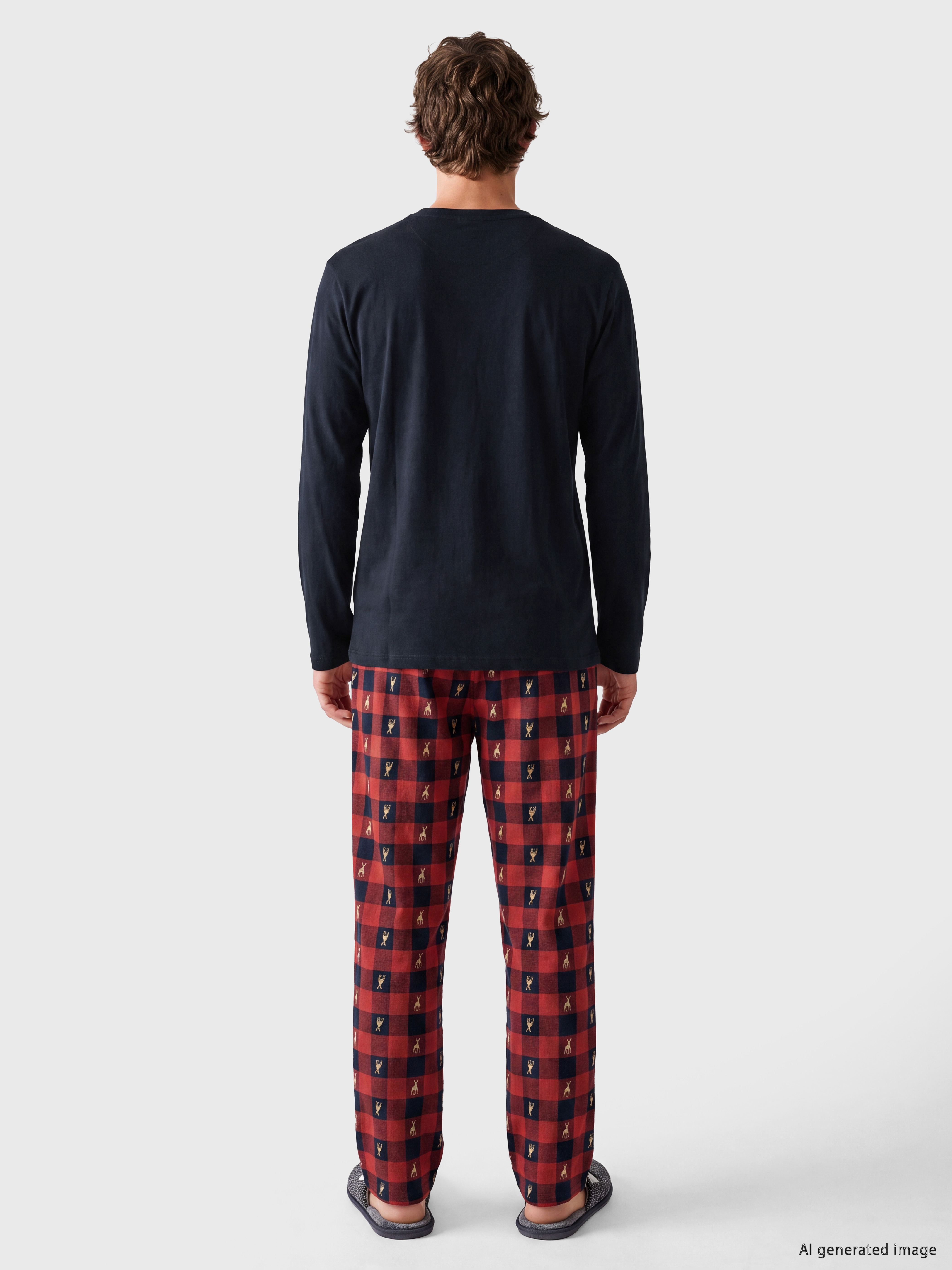 LC WAIKIKI Regular Fit Yılbaşı Temalı Erkek Pijama Takımı görsel 4