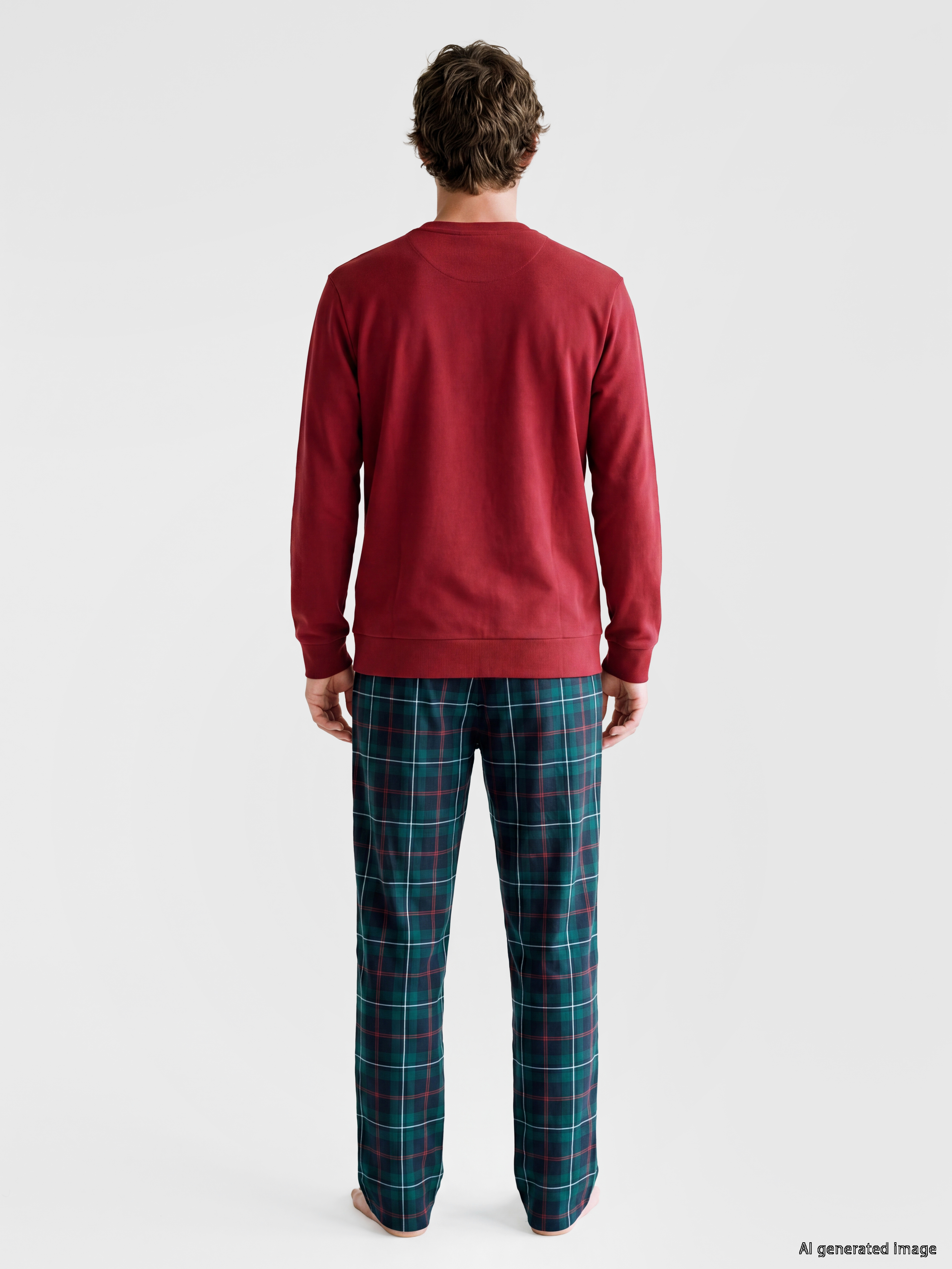 LC WAIKIKI Regular Fit Ekose Erkek Pijama Takımı görsel 4