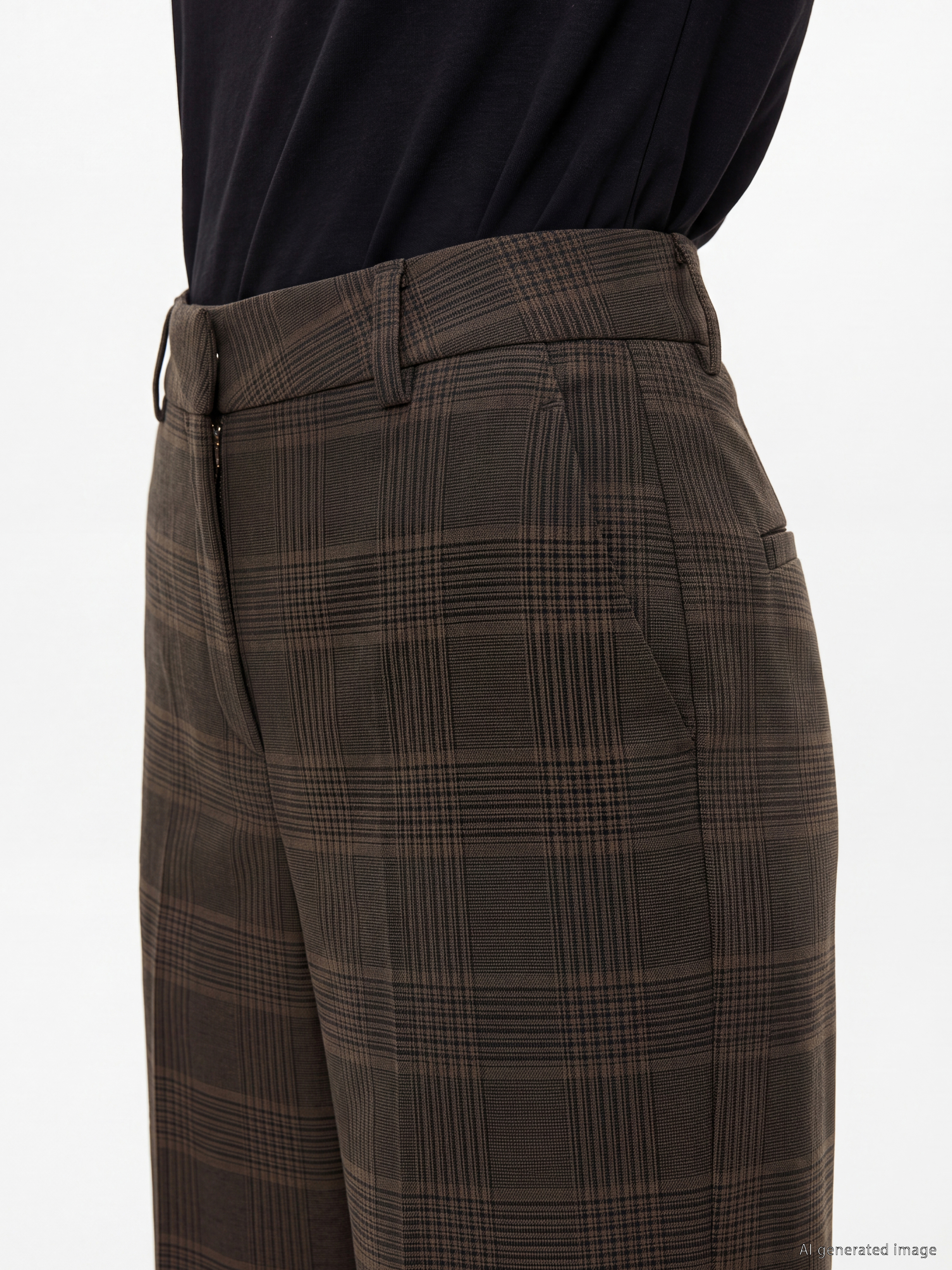 LCWAIKIKI Classic Ekose Geniş Paça Kadın Pantolon görsel 3