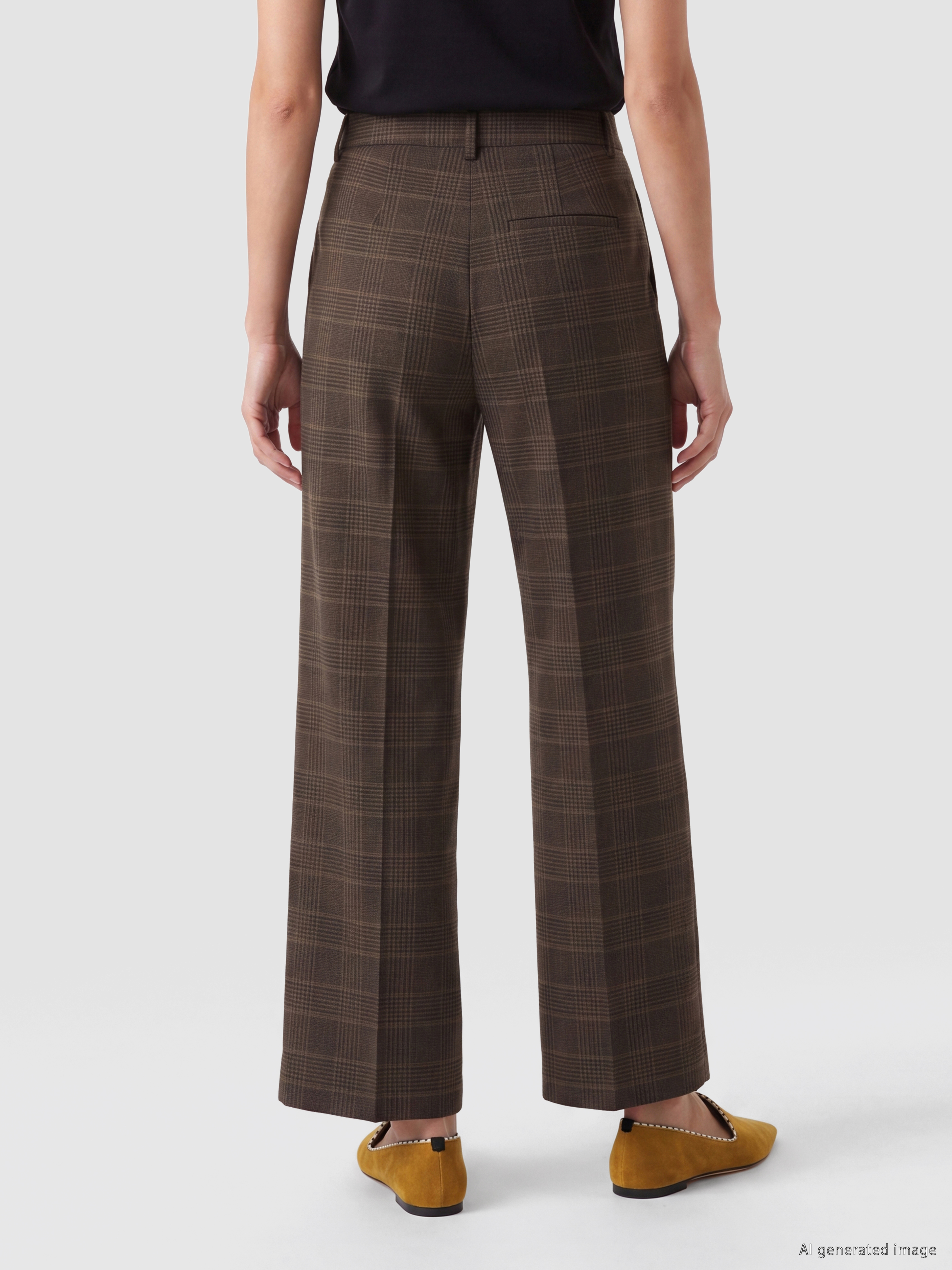 LCWAIKIKI Classic Ekose Geniş Paça Kadın Pantolon görsel 4