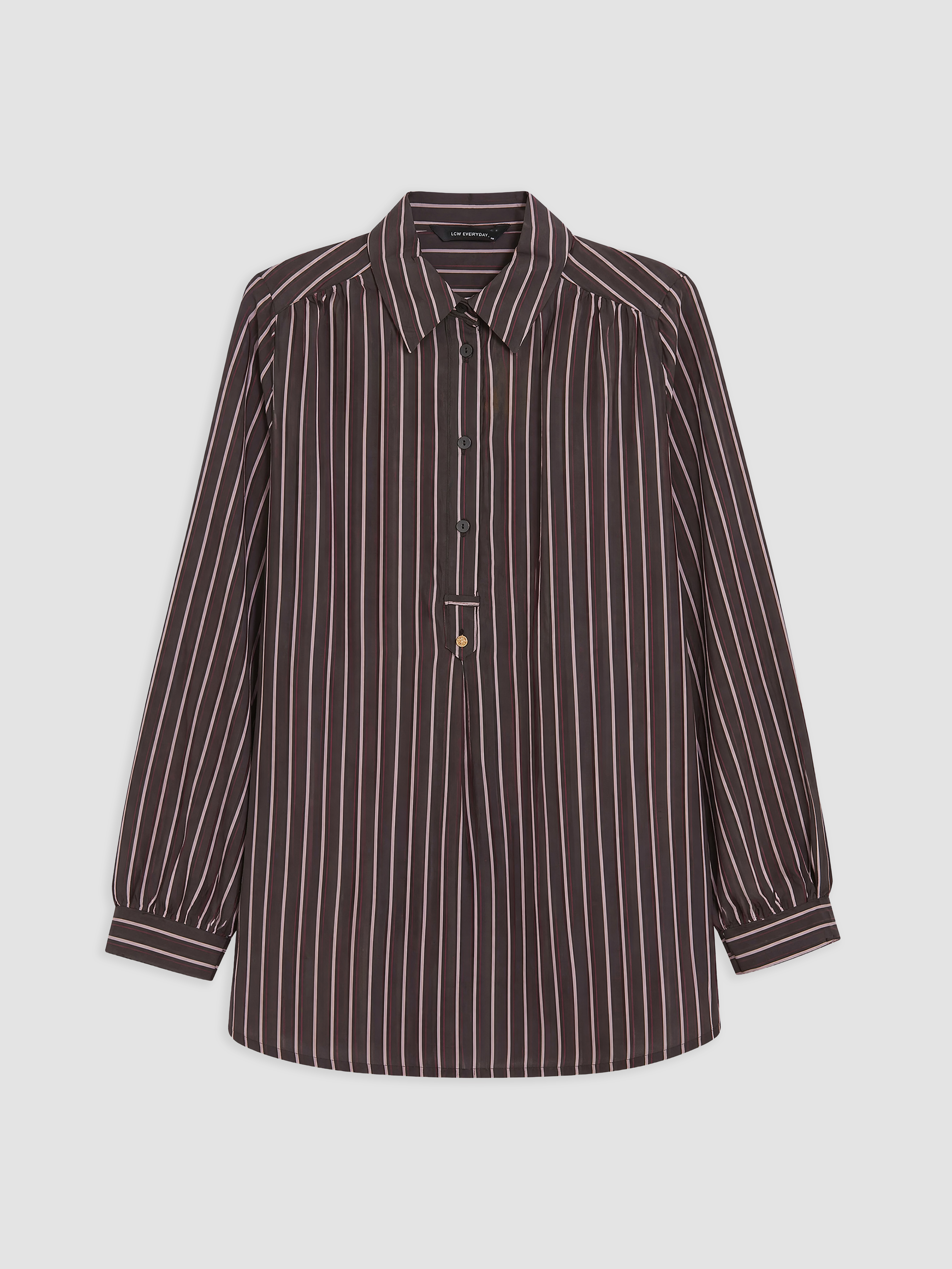 LCW EVERYDAY Çizgili Oversize Kadın Gömlek Tunik görsel 5