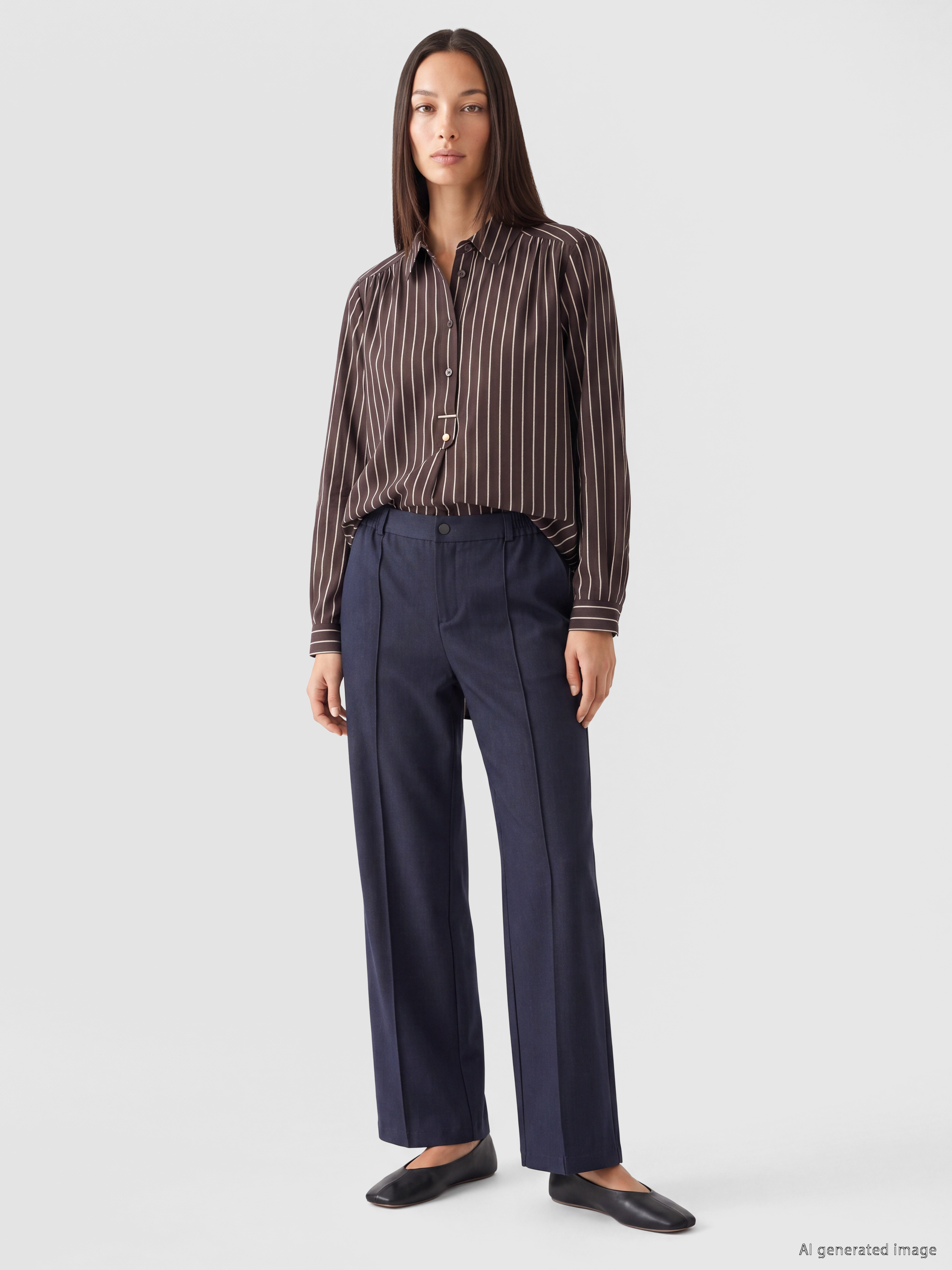 LCW EVERYDAY Çizgili Oversize Kadın Gömlek Tunik görsel 2