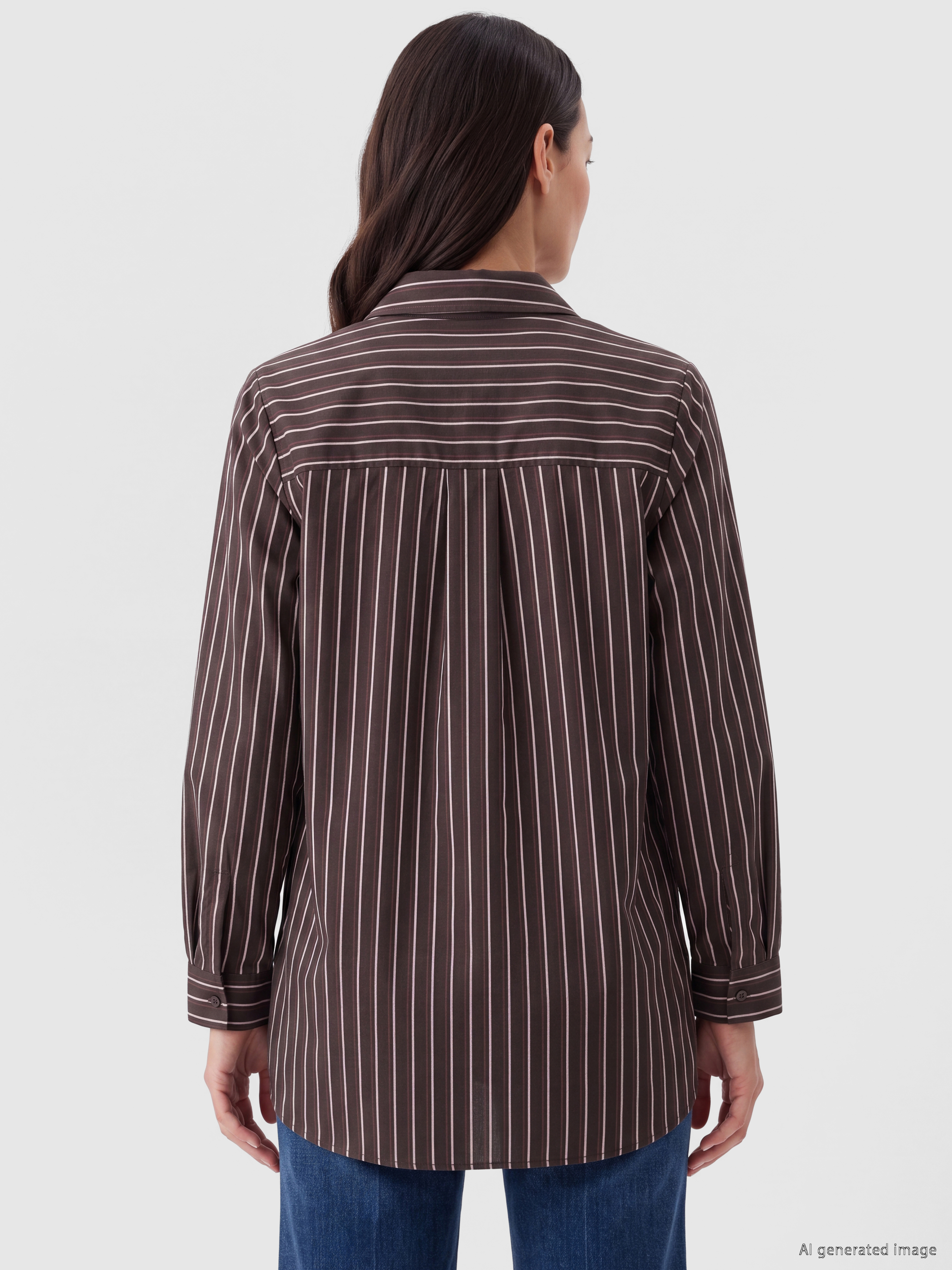 LCW EVERYDAY Çizgili Oversize Kadın Gömlek Tunik görsel 4