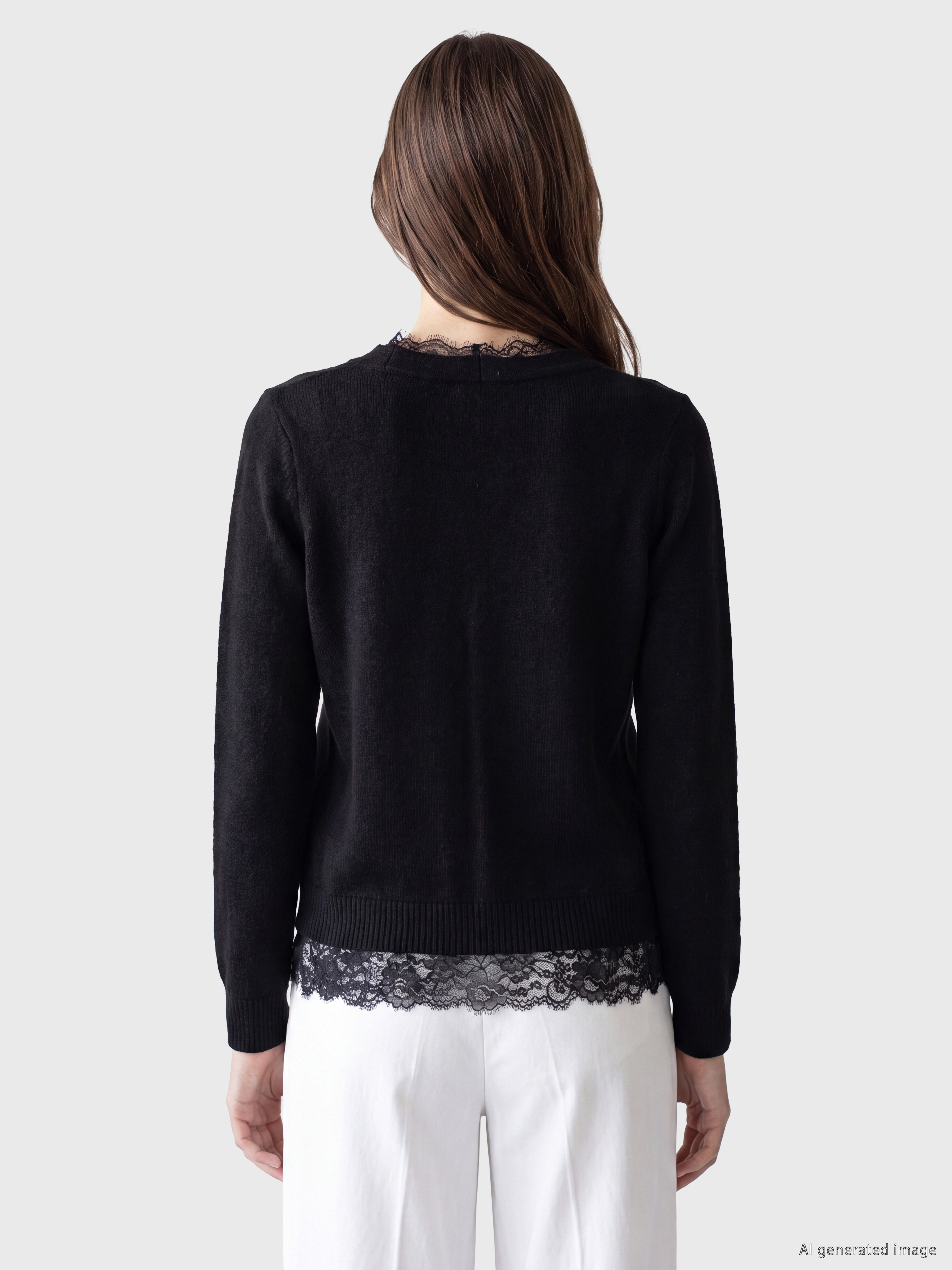 LCW Modest V Yaka Dantel Detaylı Kadın Triko Hırka görsel 4