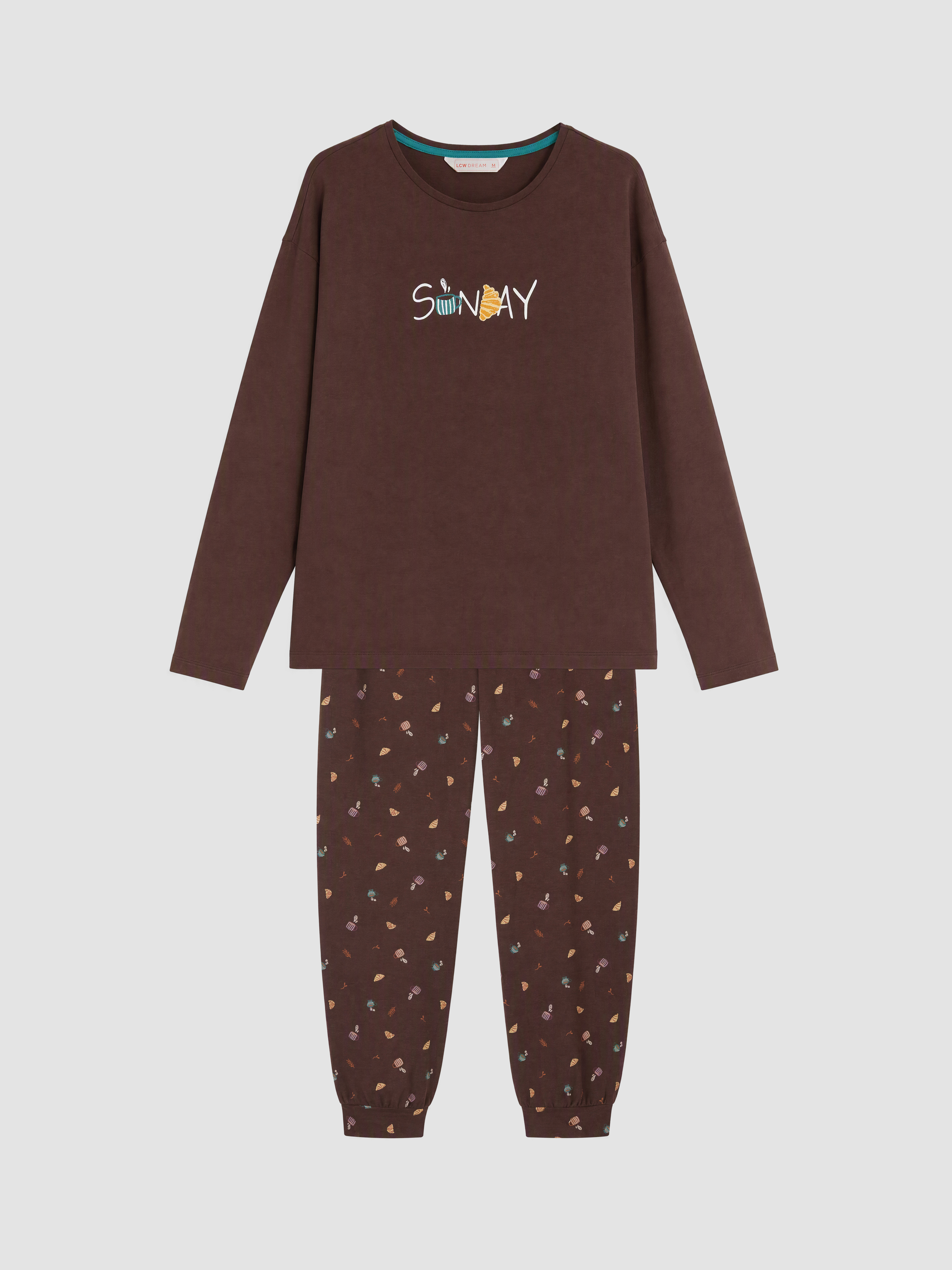 LCW DREAM Bisiklet Yaka Baskılı Kadın Pijama Takım görsel 5