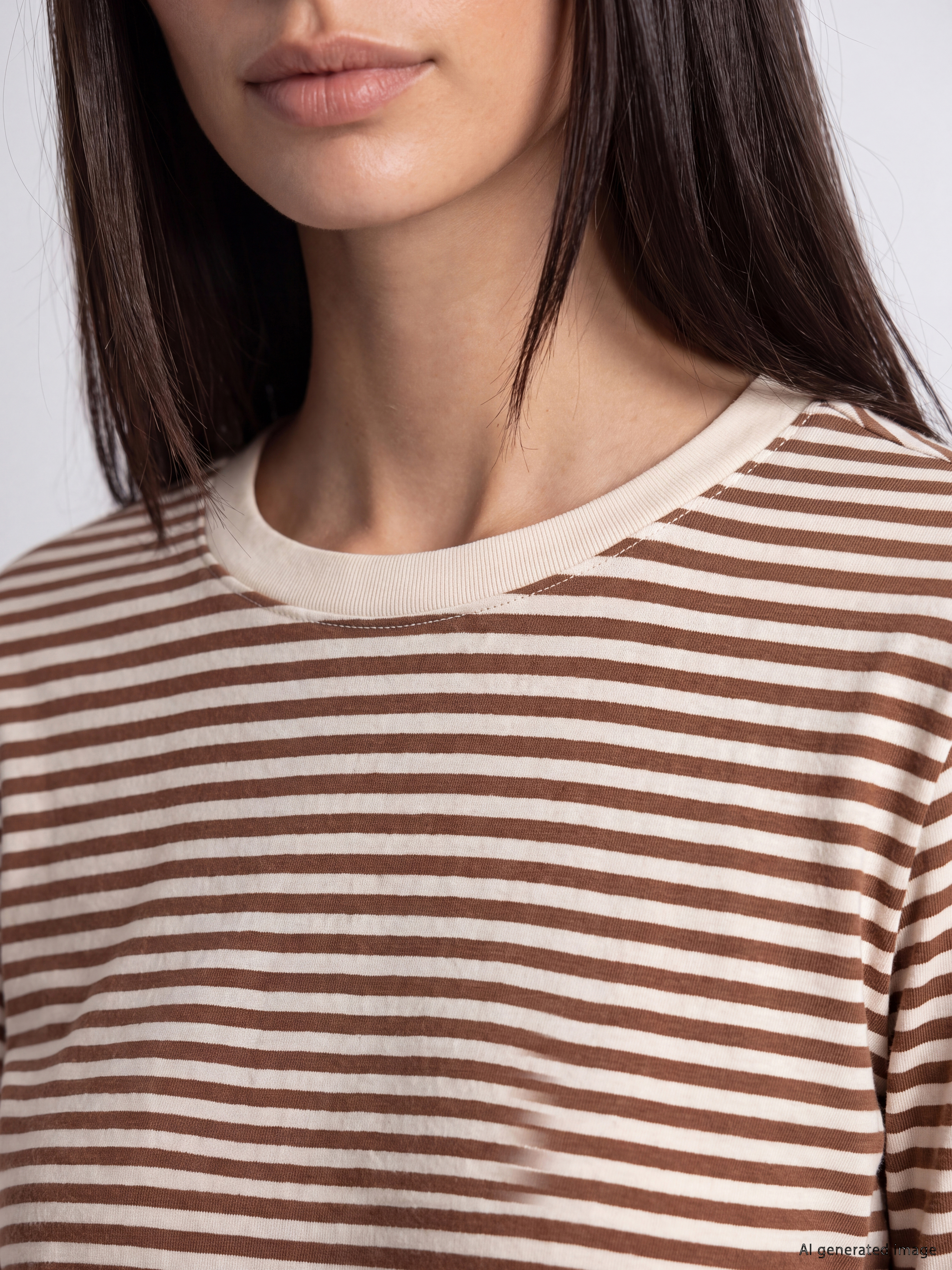 LCW EVERYDAY Bisiklet Yaka Çizgili Kadın Body görsel 3