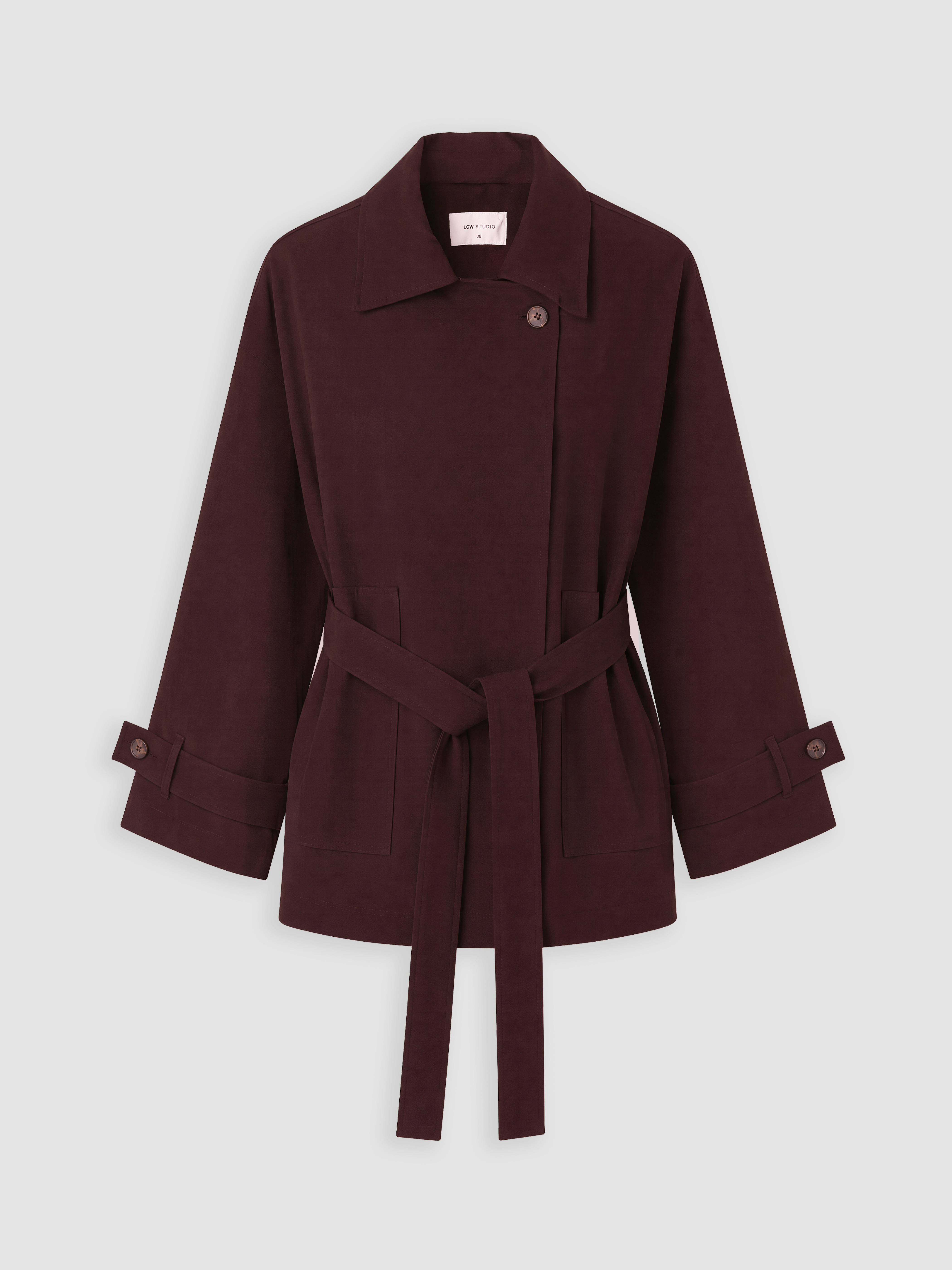 LCW STUDIO Kuşaklı Oversize Kadın Gabardin Ceket görsel 5
