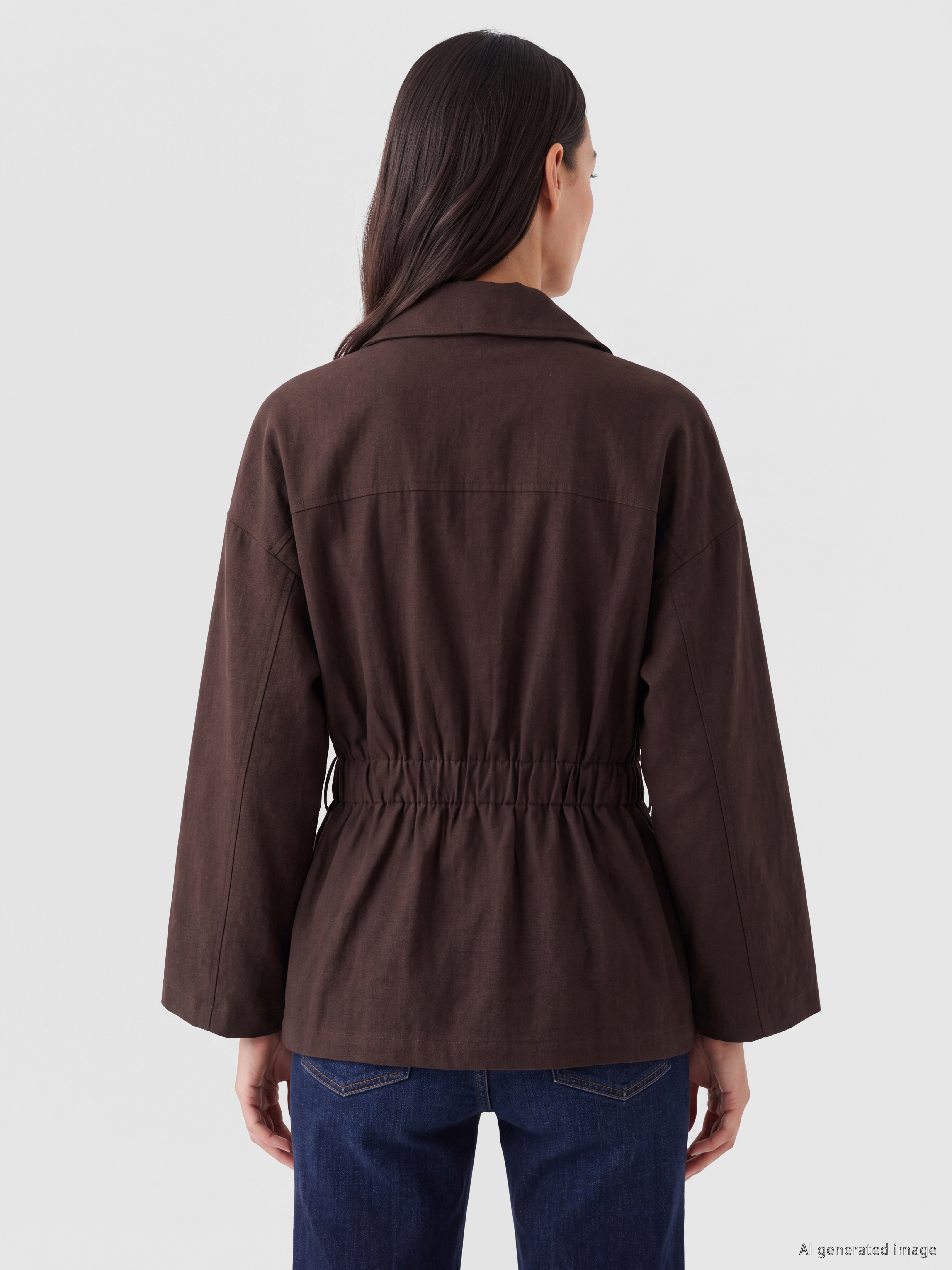 LCW STUDIO Kuşaklı Oversize Kadın Gabardin Ceket görsel 6