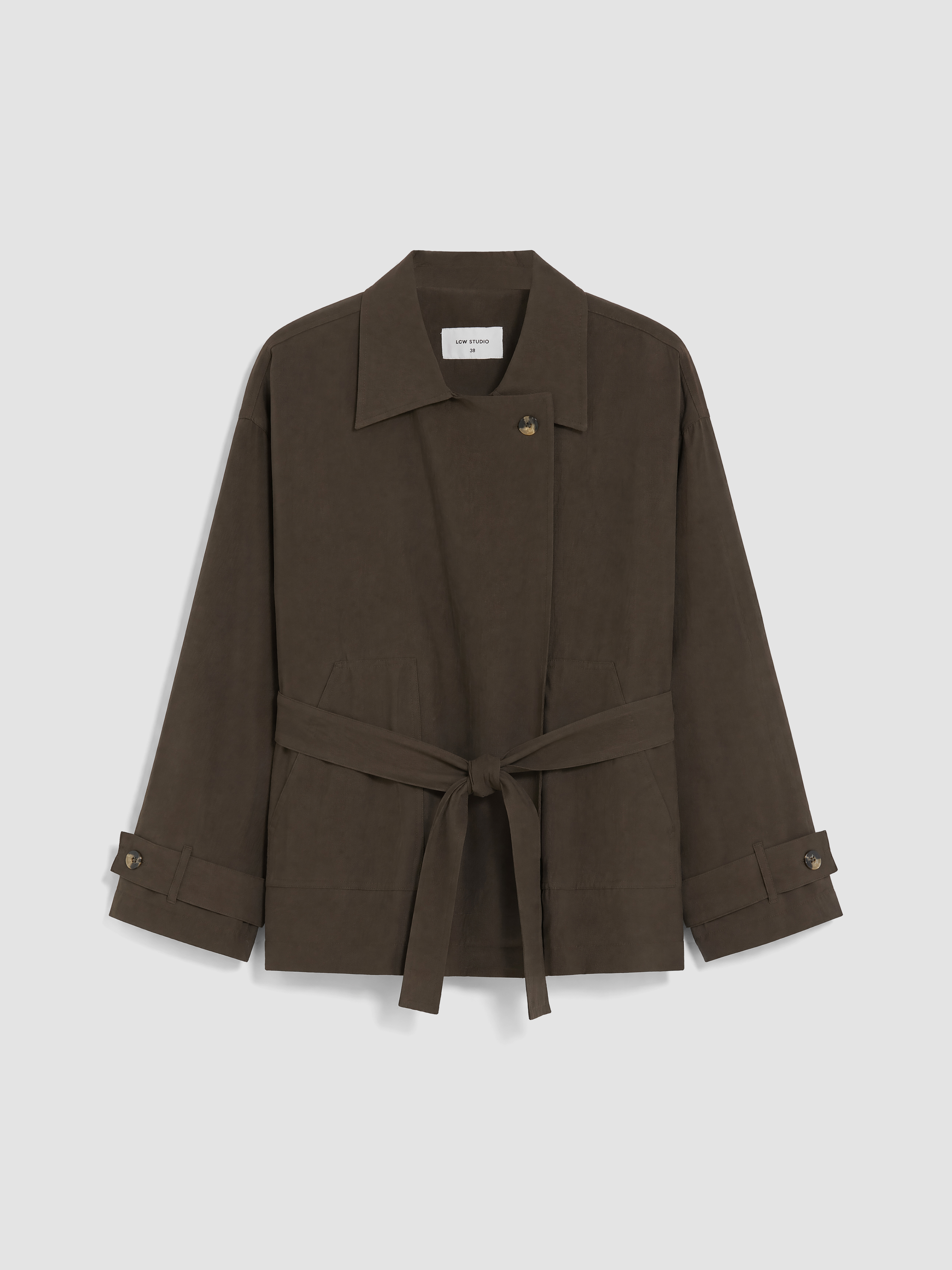 LCW STUDIO Kuşaklı Oversize Kadın Gabardin Ceket görsel 5