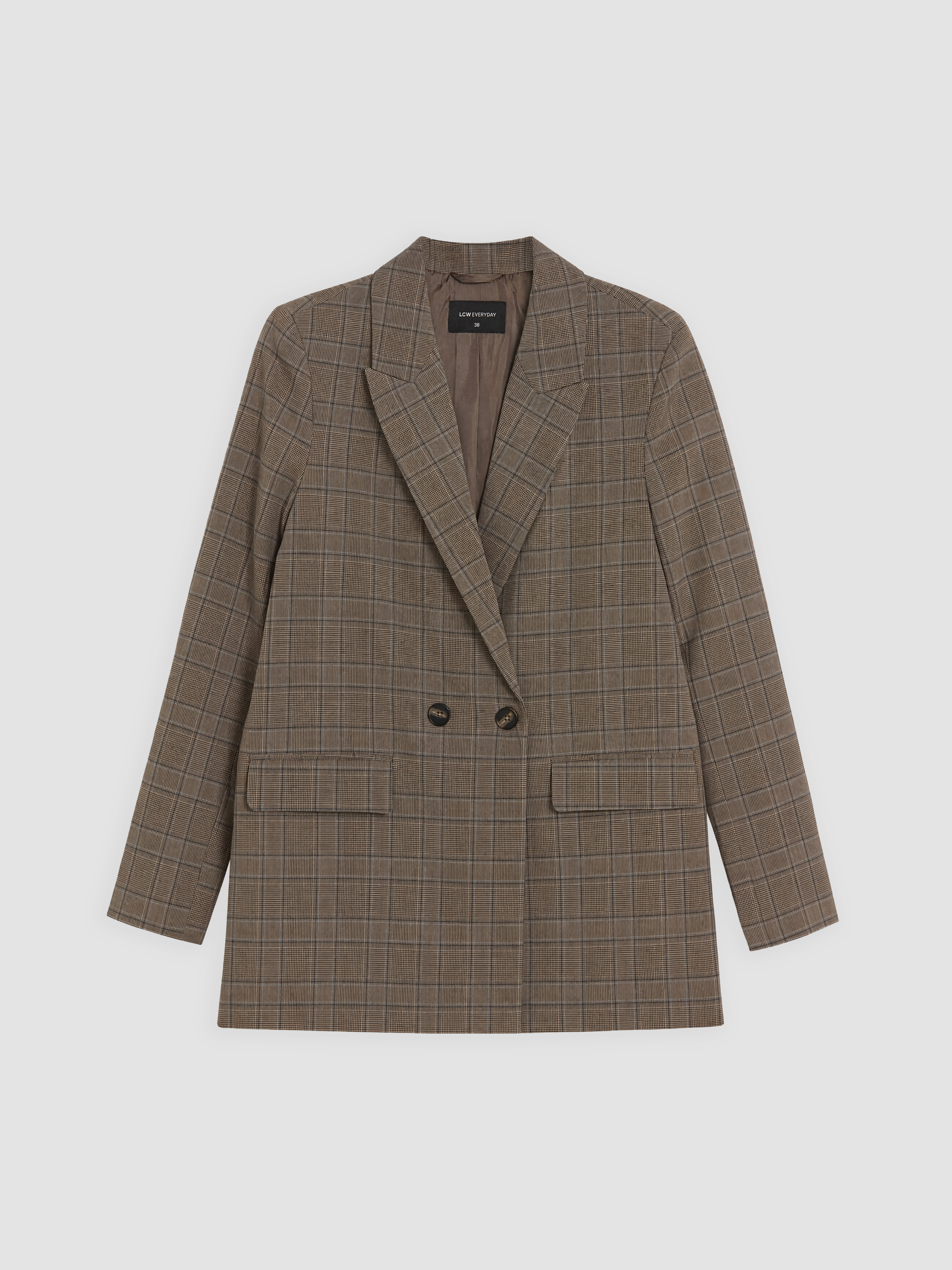 LCW EVERYDAY Kruvaze Yaka Ekose Kadın Blazer Ceket görsel 5