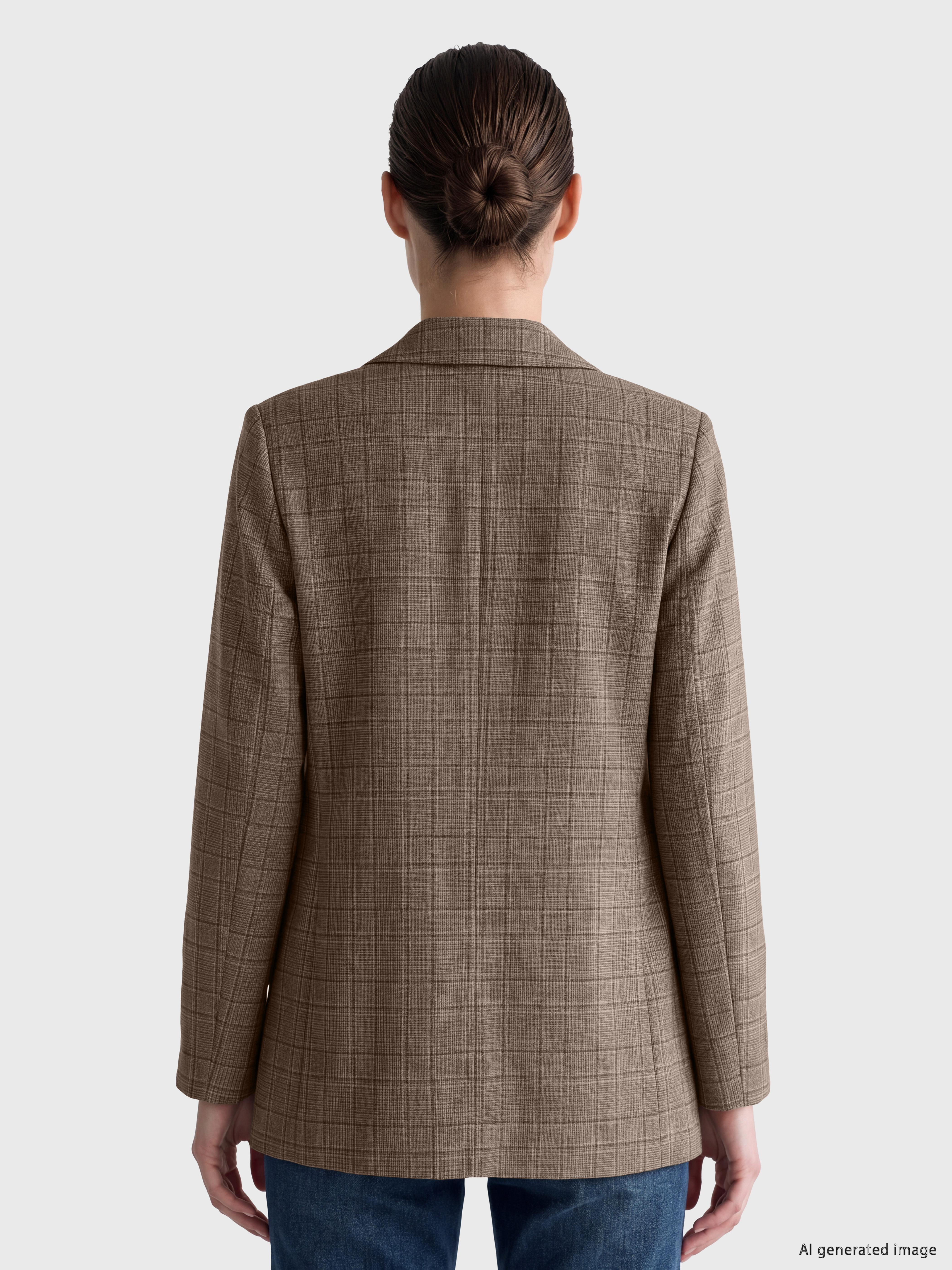 LCW EVERYDAY Kruvaze Yaka Ekose Kadın Blazer Ceket görsel 4