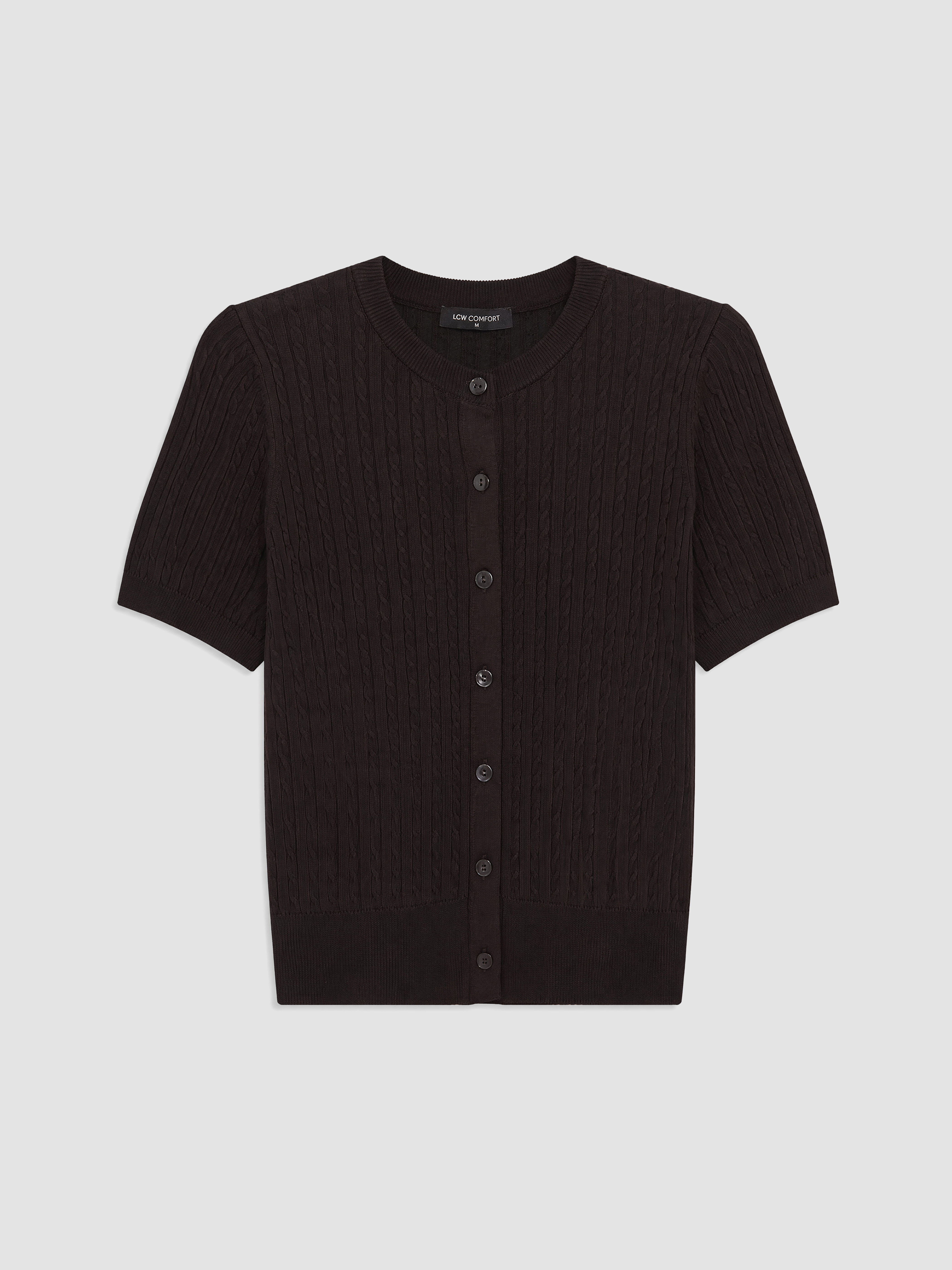 LCW Comfort Bisiklet Yaka Kadın Triko Hırka görsel 5